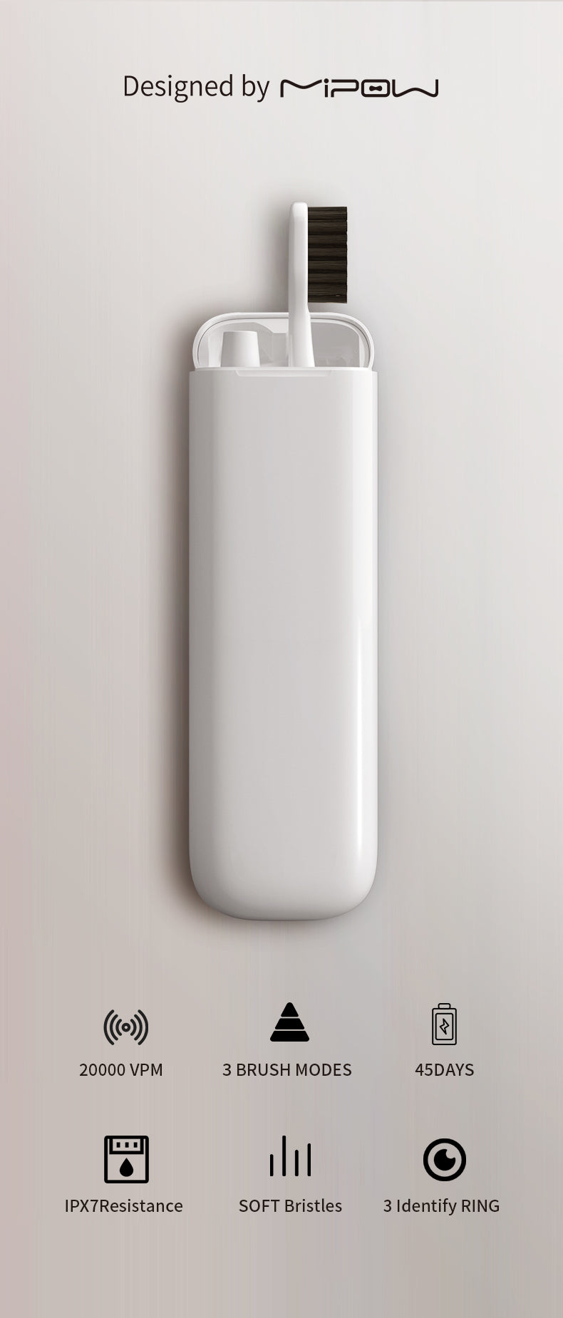 Bàn chải điện Mipow i3-Plus Ultrasonic Toothbrush Travel Edition