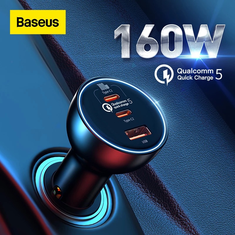 Tẩu sạc nhanh trên xe hơi 160W Baseus Multi-Port Fast Charge Car