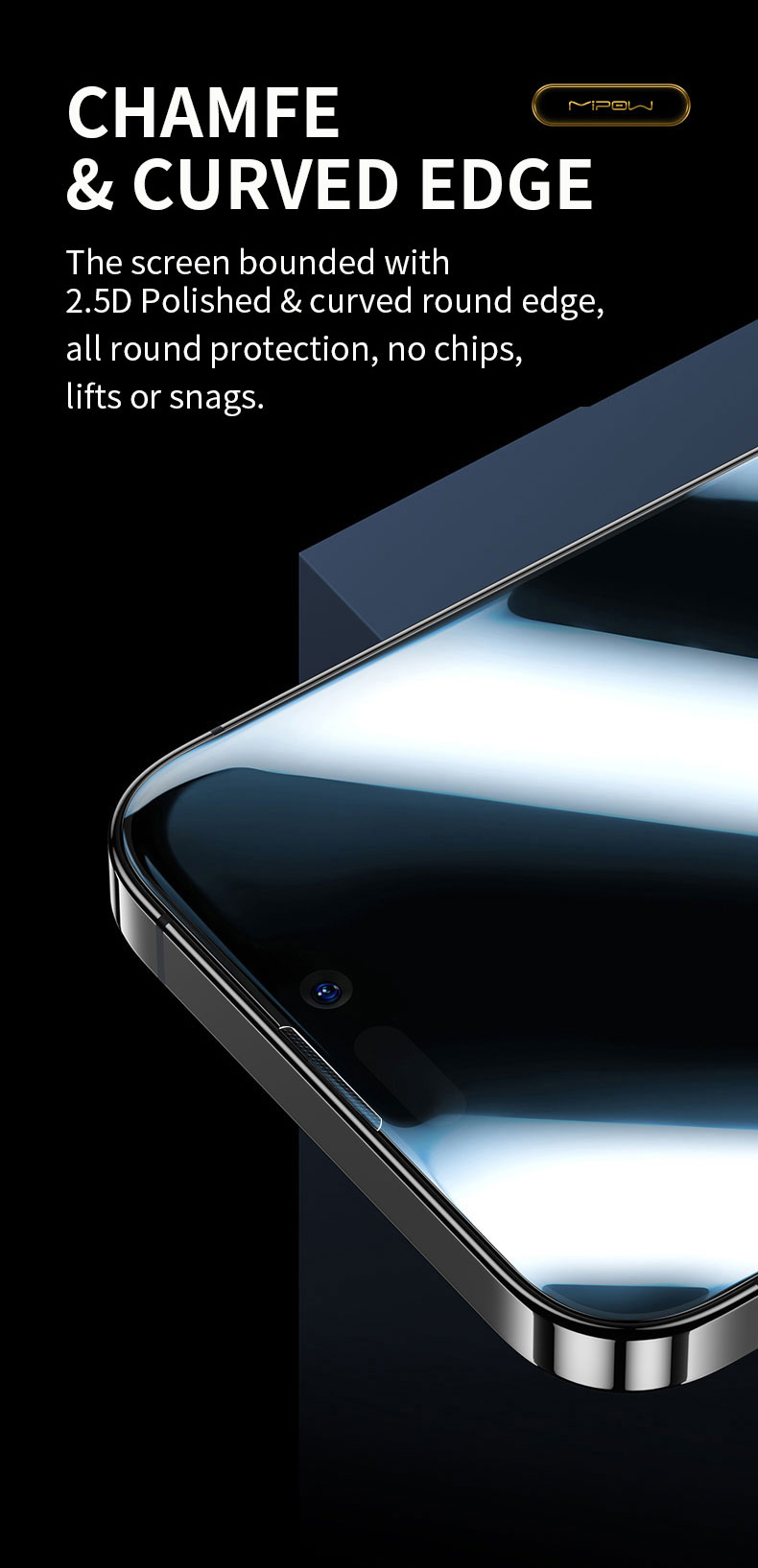 Dán cường lực chống nhìn trộm iPhone 14 Series Mipow Kingbull Premium Silk HD (2.7D)