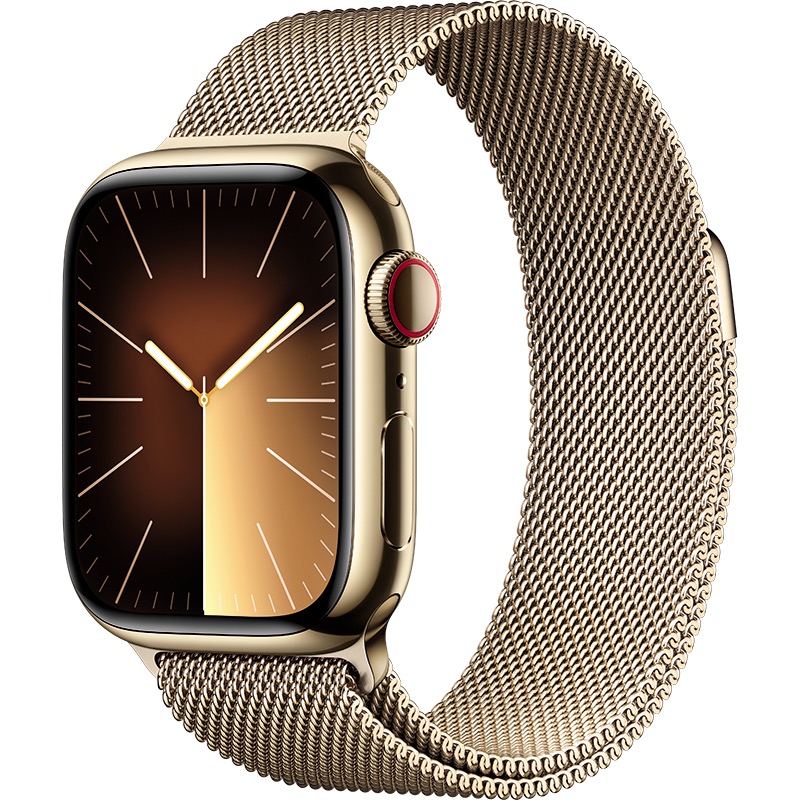 Apple Watch Series 9 GPS + Cellular, Silver Stainless Steel w/ Milanese Loop