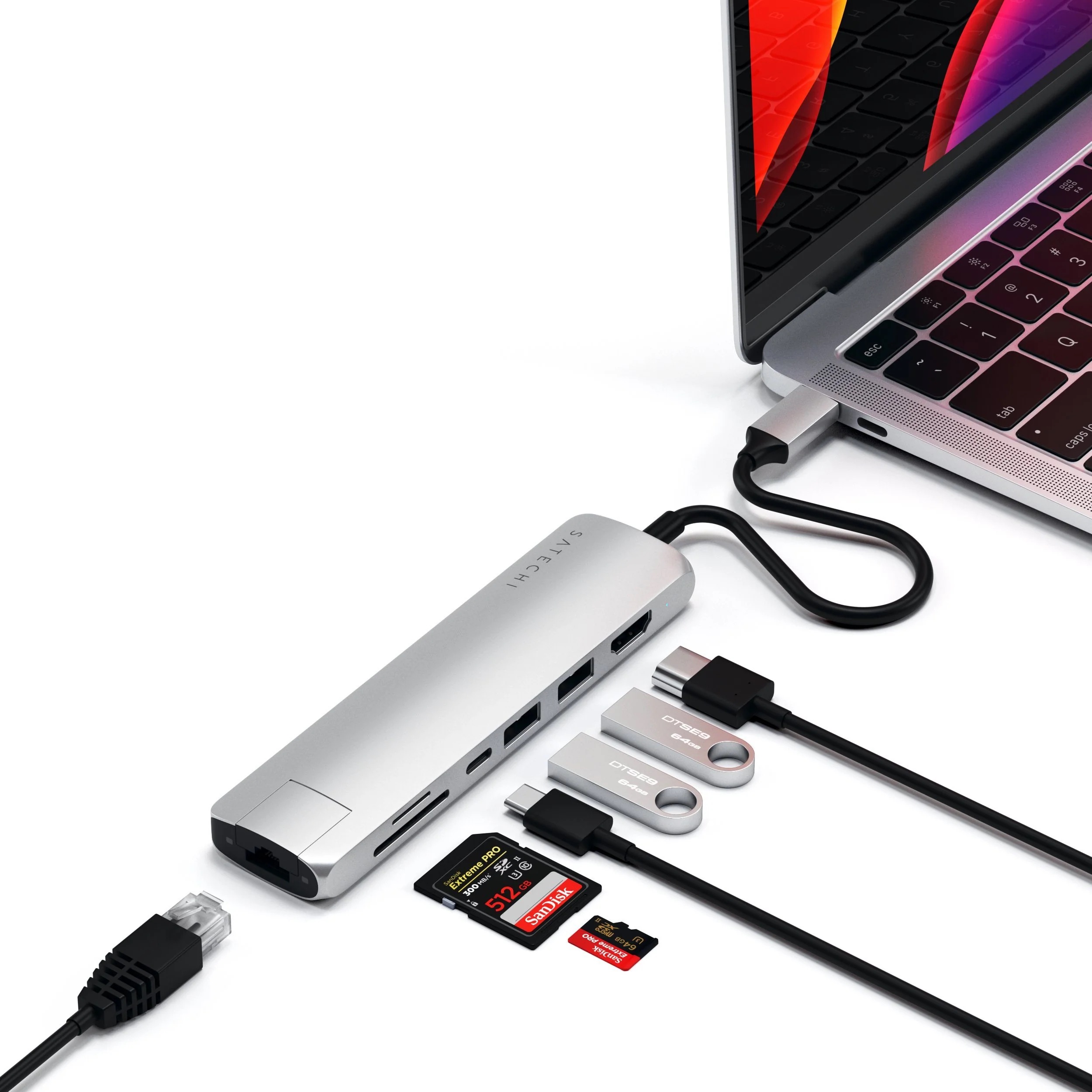Cổng chuyển đổi Satechi 7in1 HDMI 4K/60Hz USB-C Multiport Slim với Ethernet