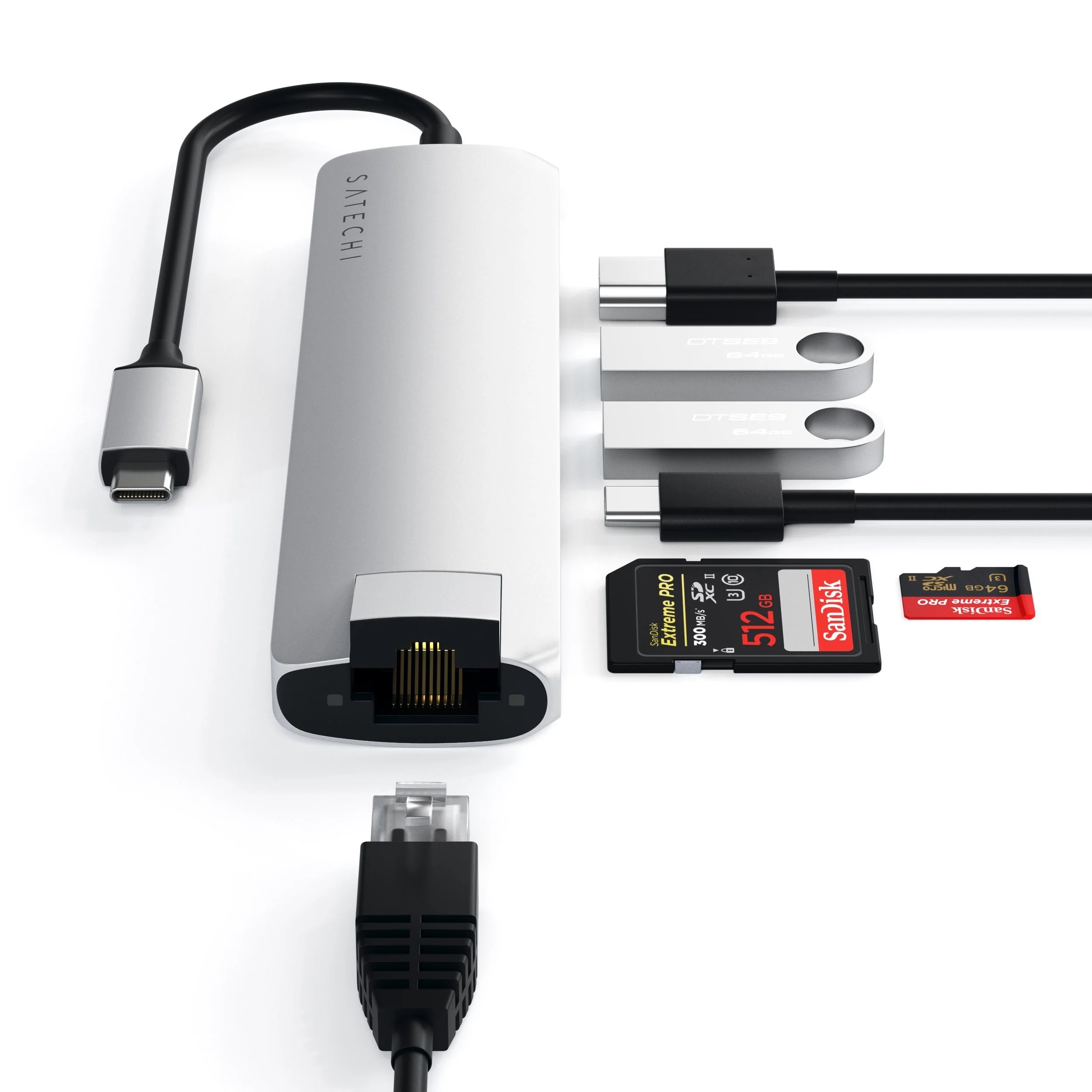 Cổng chuyển đổi Satechi 7in1 HDMI 4K/60Hz USB-C Multiport Slim với Ethernet