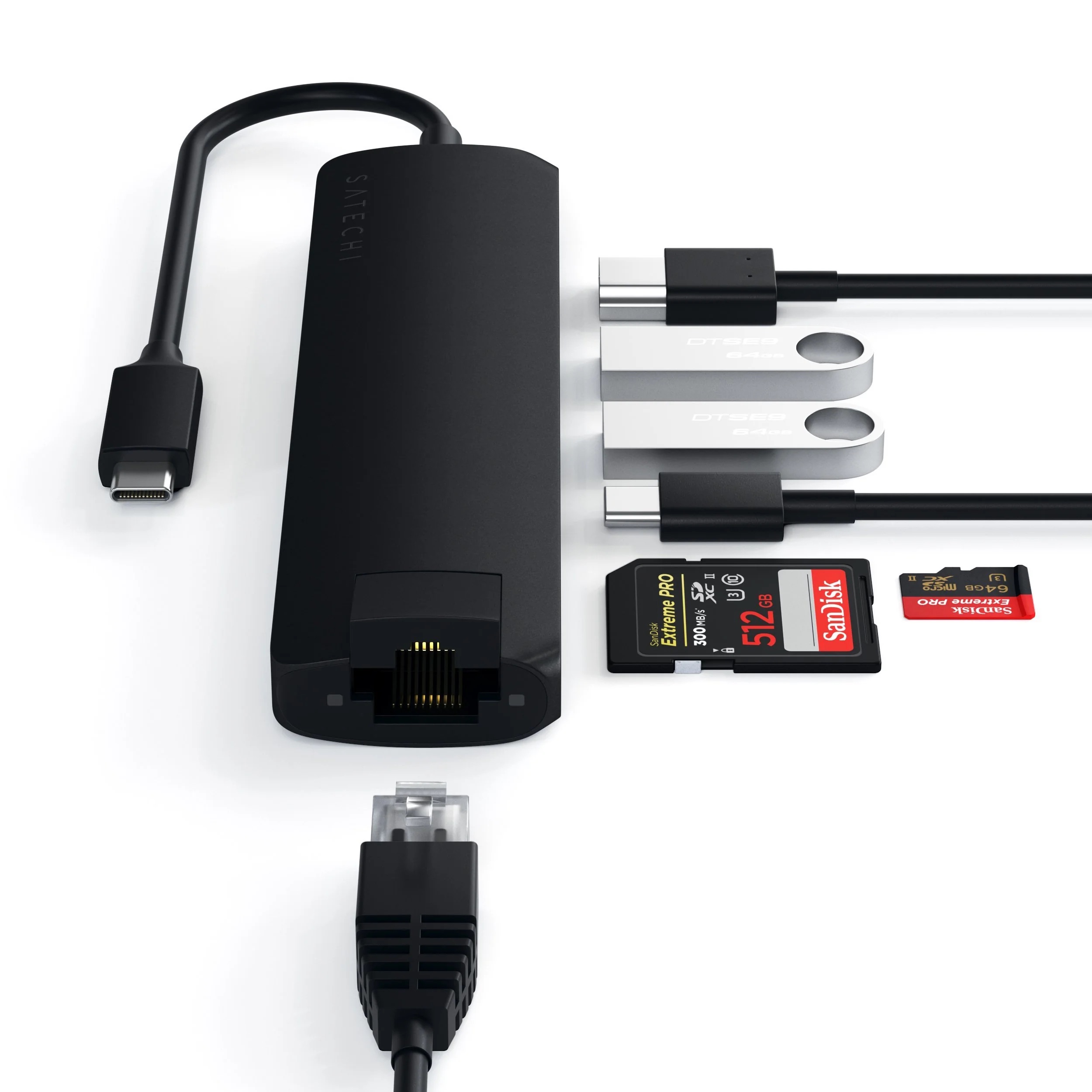 Cổng chuyển đổi Satechi 7in1 HDMI 4K/60Hz USB-C Multiport Slim với Ethernet