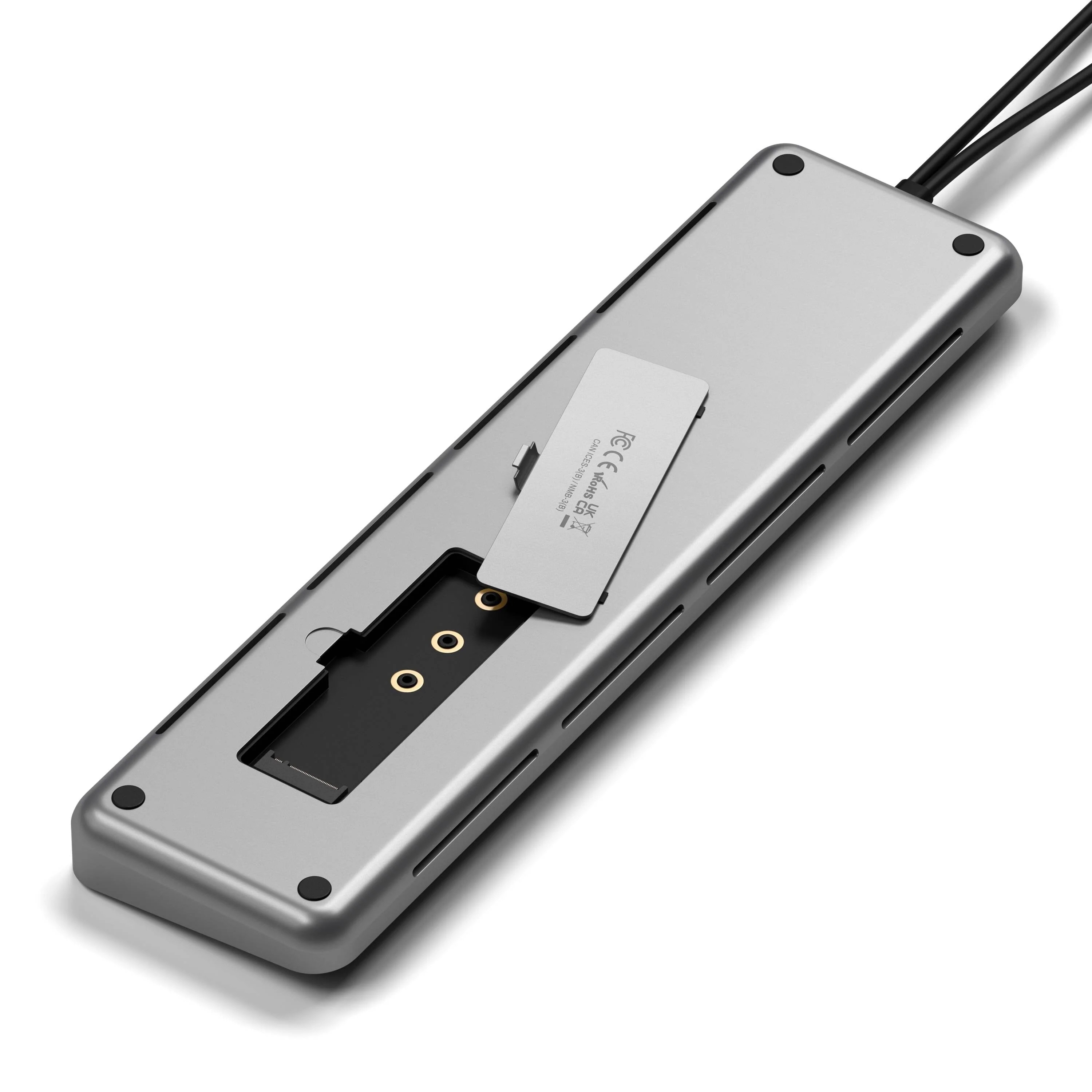 Dock dual USB-C kiêm đế Satechi (Có khe cắm hỗ trợ SSD M2 SATA/NVMe)