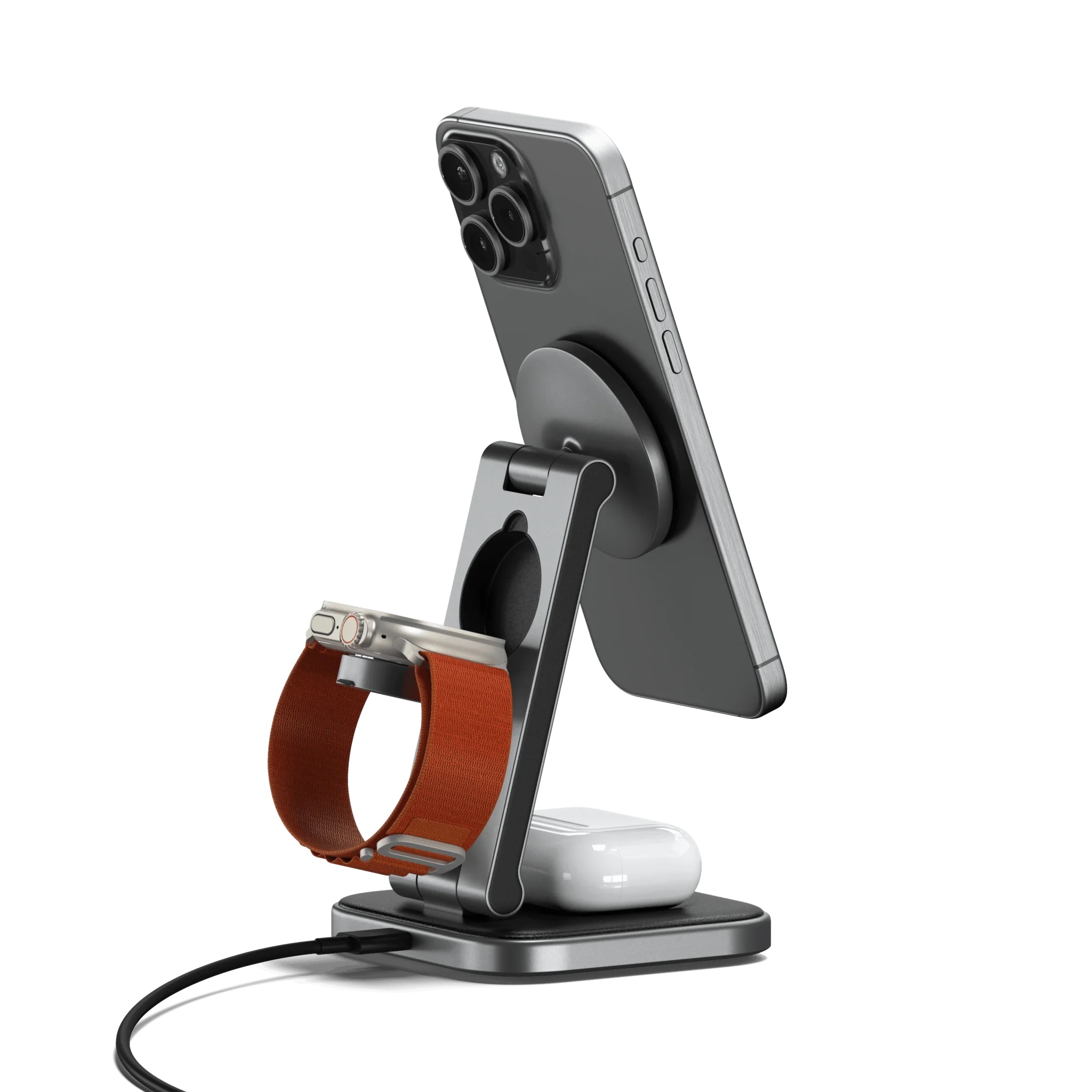 Đế sạc không dây Satechi 3-in-1 Foldable Qi2 Wireless Charging Stand