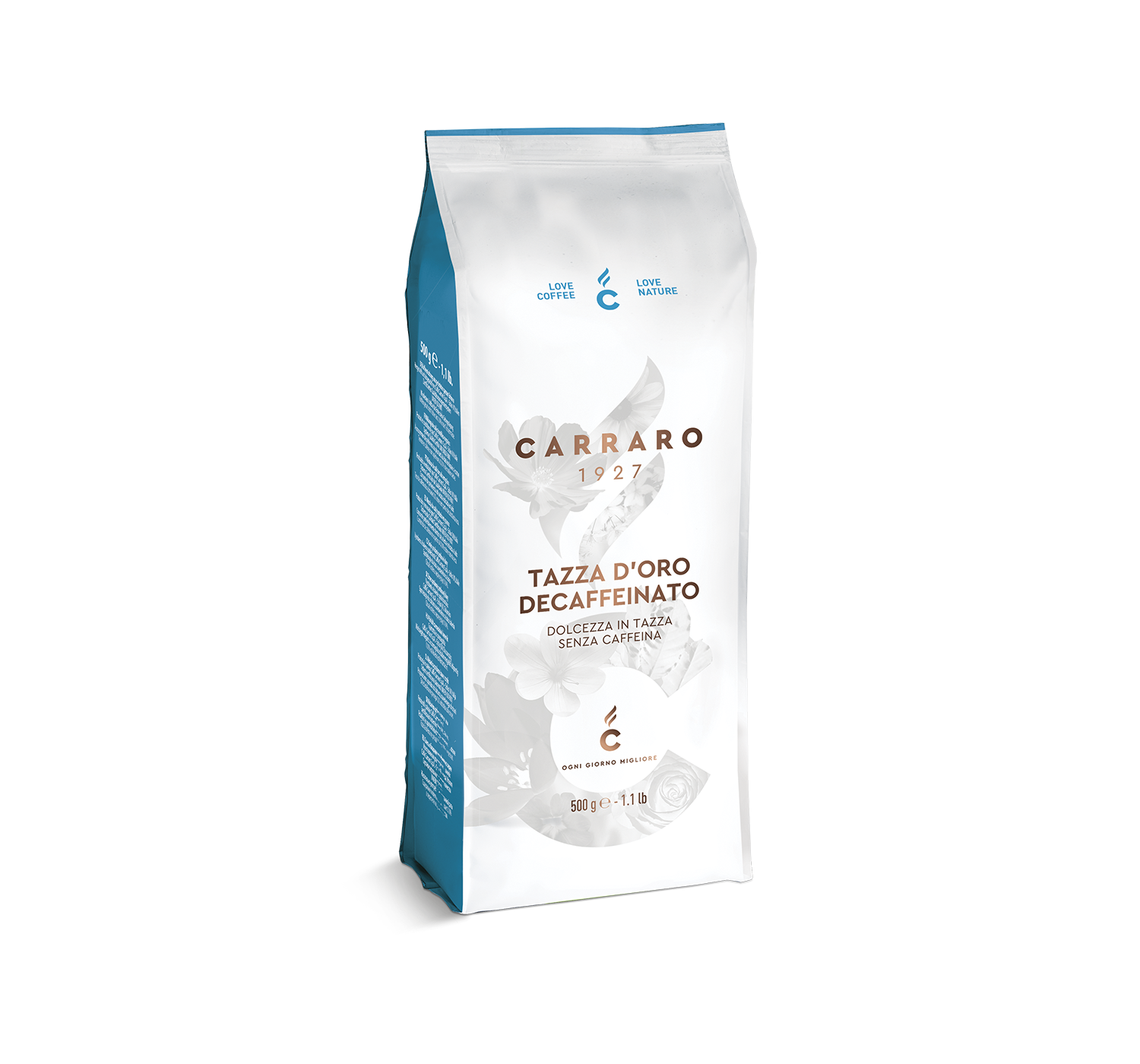 Cà phê hạt Carraro Decaff. Tazza D'Oro 500g - Nhập khẩu Ý