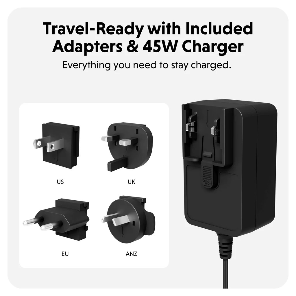 Bộ sạc không dây HyperJuice Next Qi2 4-in-1 Magnetic Charging Stand (kèm adapter sạc 45w)