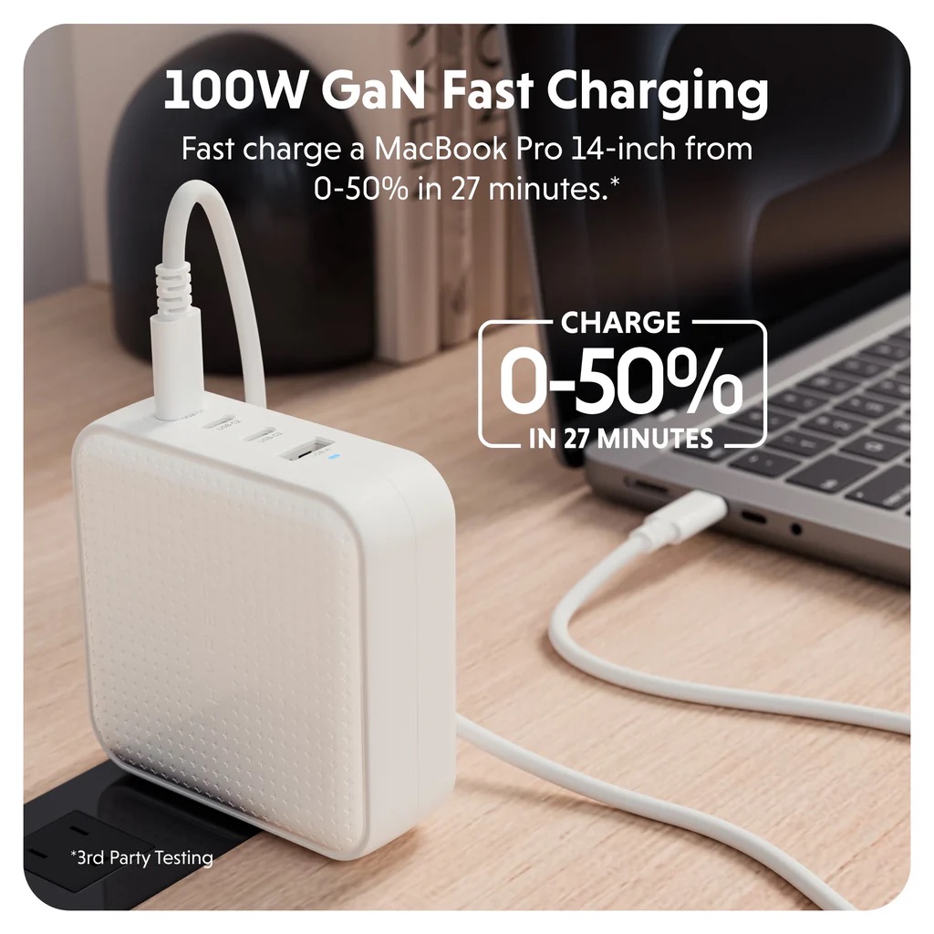 Cục sạc HyperJuice 100W USB-C GaN Travel Charger with 4 Ports