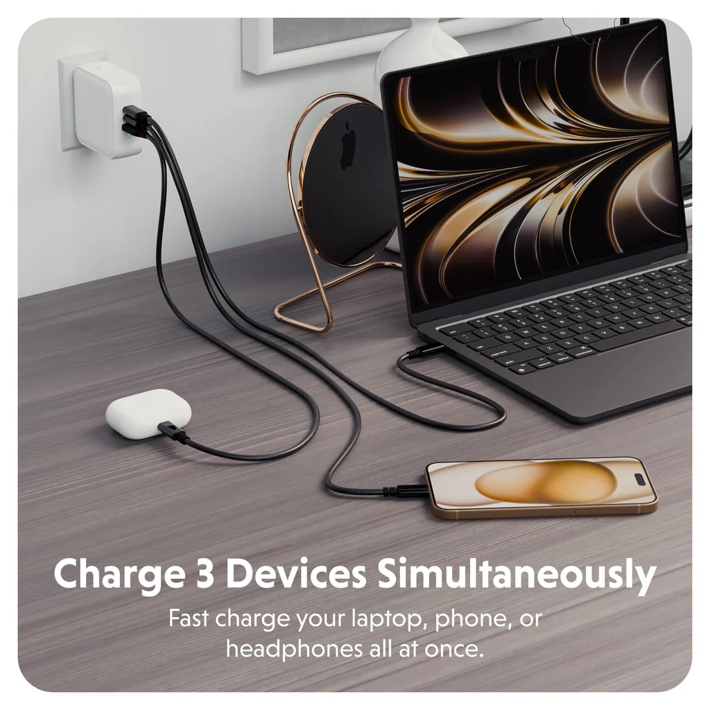 Cục sạc HyperJuice 70W USB-C GaN Travel Charger with 3 Ports