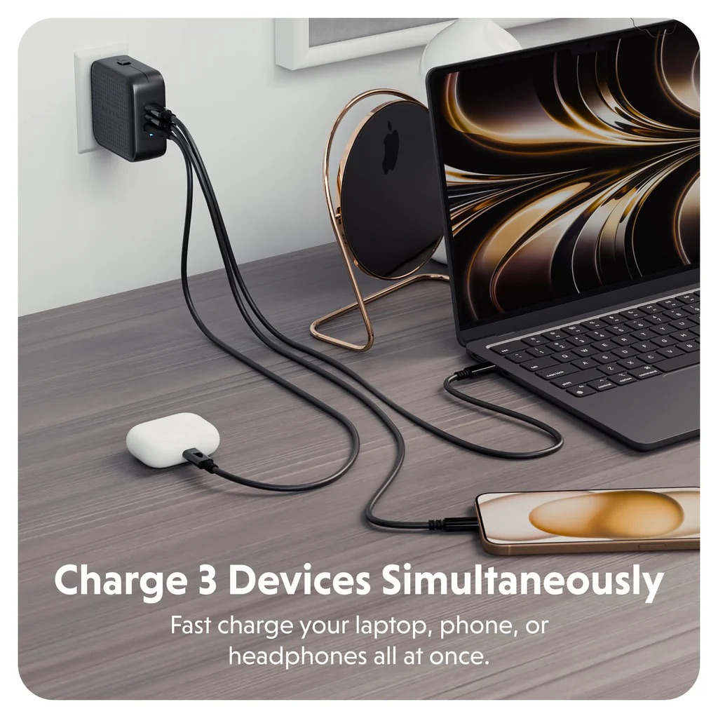 Cục sạc HyperJuice 70W USB-C GaN Travel Charger with 3 Ports