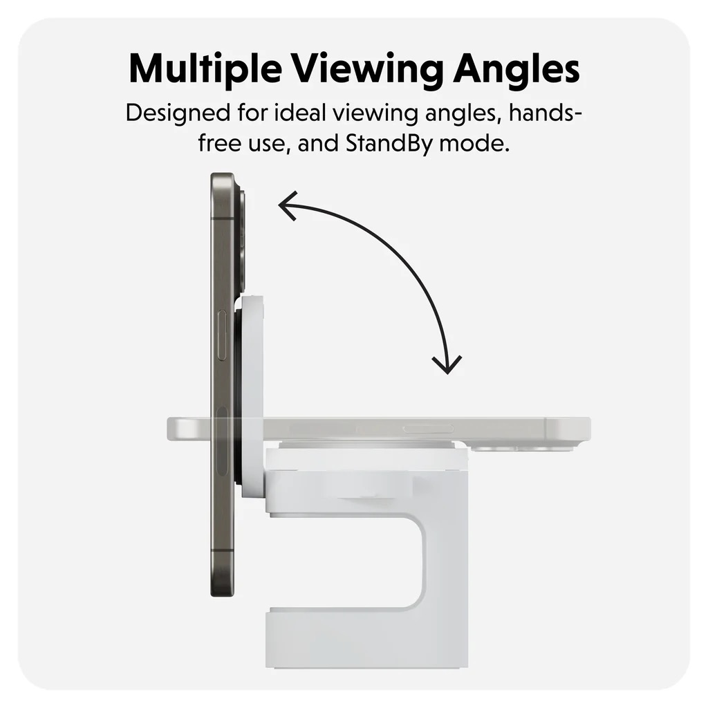 Bộ sạc không dây HyperJuice Qi2 3-in-1 Magnetic Charging Stand