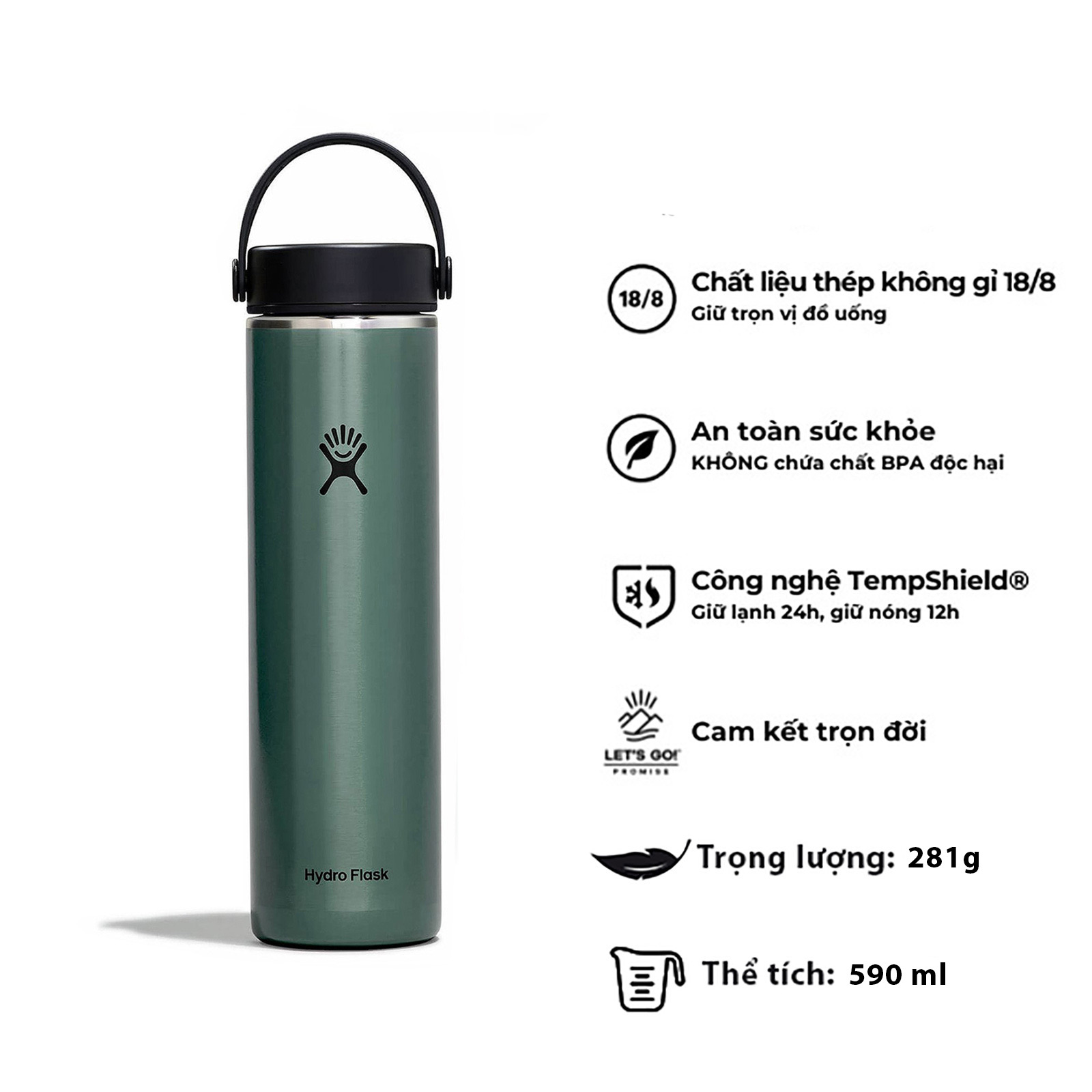 Bình giữ nhiệt Hydro Flask Lightweight Flex cap B 24 OZ (710ml)(Season 2025)