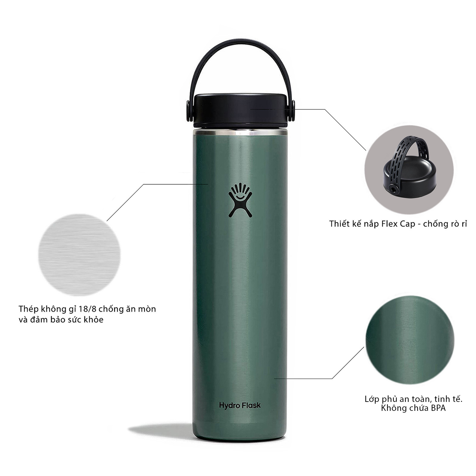 Bình giữ nhiệt Hydro Flask Lightweight Flex cap B 24 OZ (710ml)(Season 2025)