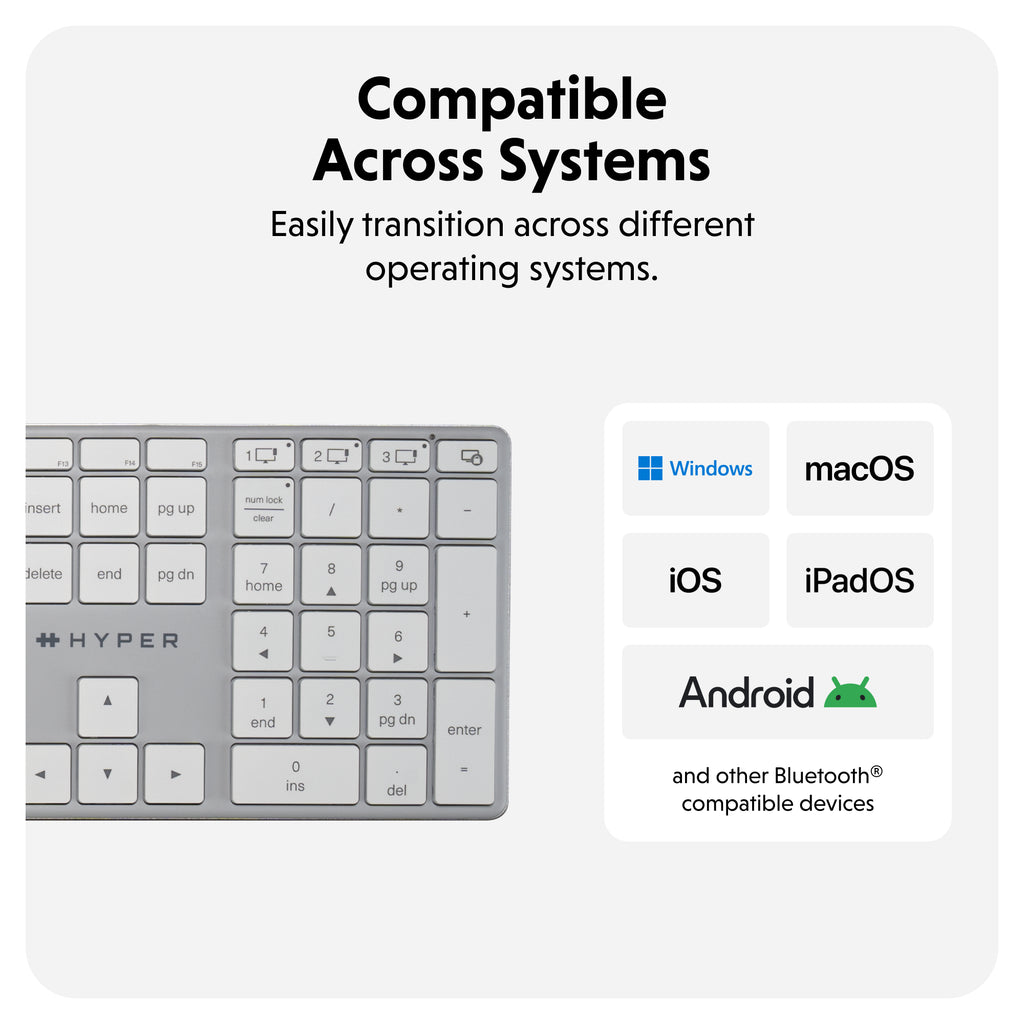 Bàn phím không dây Hyper HyperSpace Bluetooth Wireless Keyboard - HS2310US