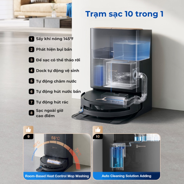 Robot hút bụi lau nhà Ecovacs Deebot X9 Pro Omni