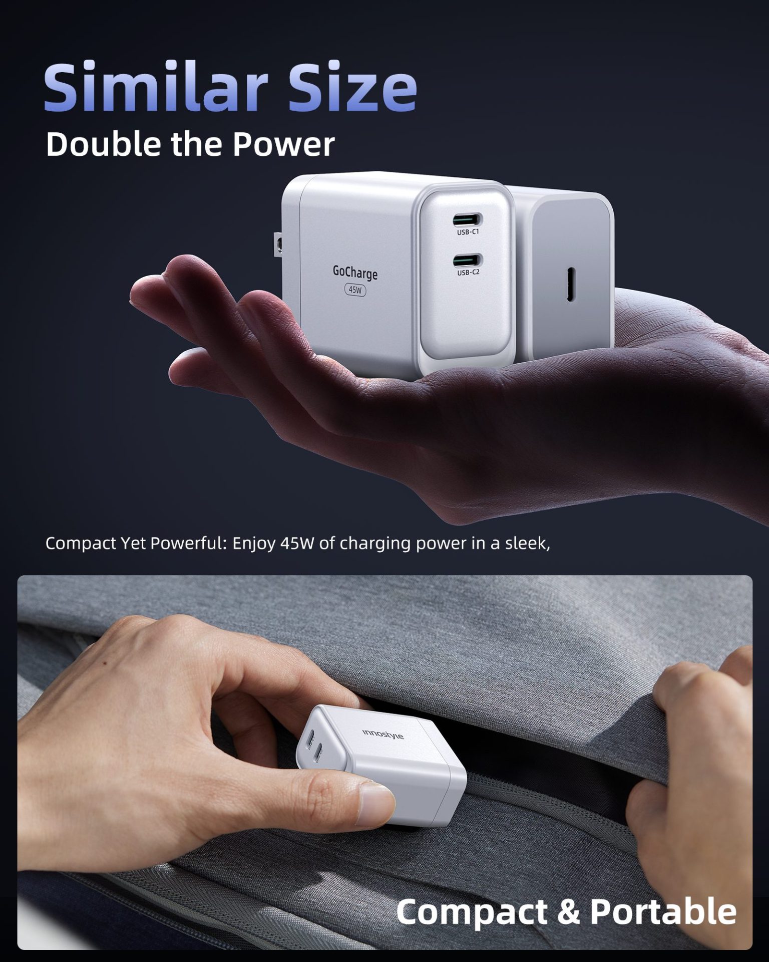 Sạc nhanh 45W Innostyle GoCharge Dual USB-C Charger, C45-2C