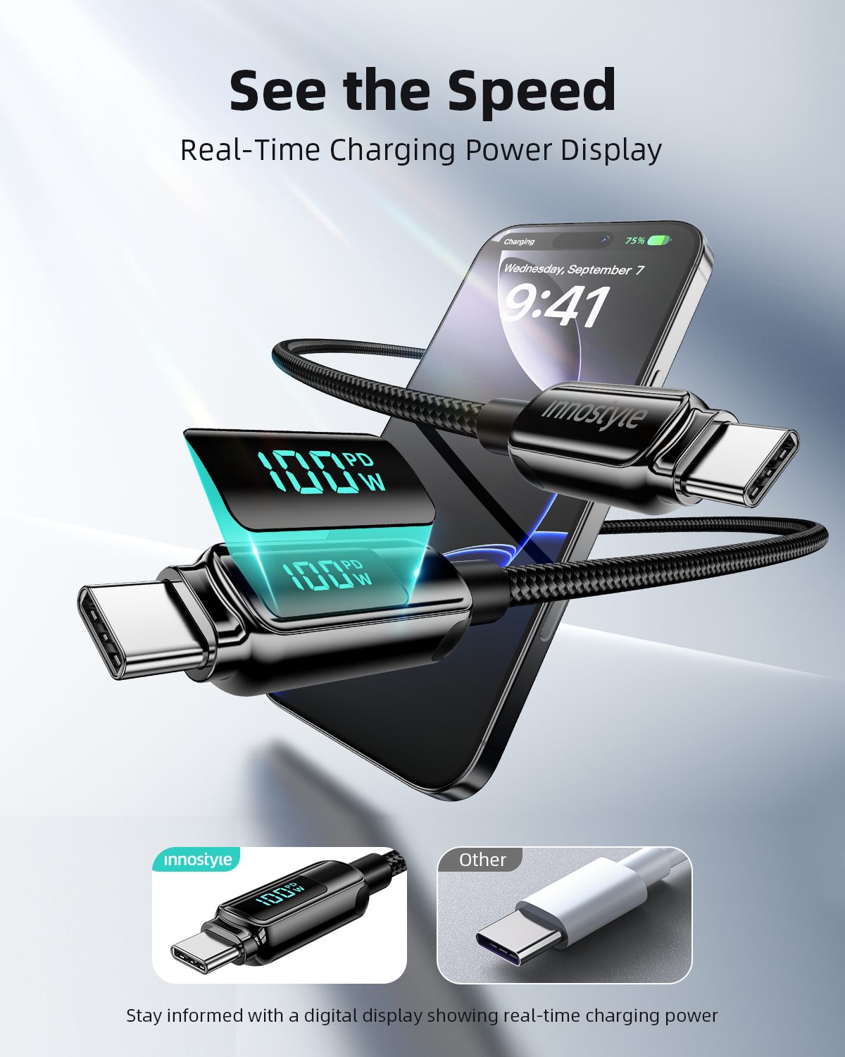 Cáp sạc Innostyle USB-C to USB-C DigiPower