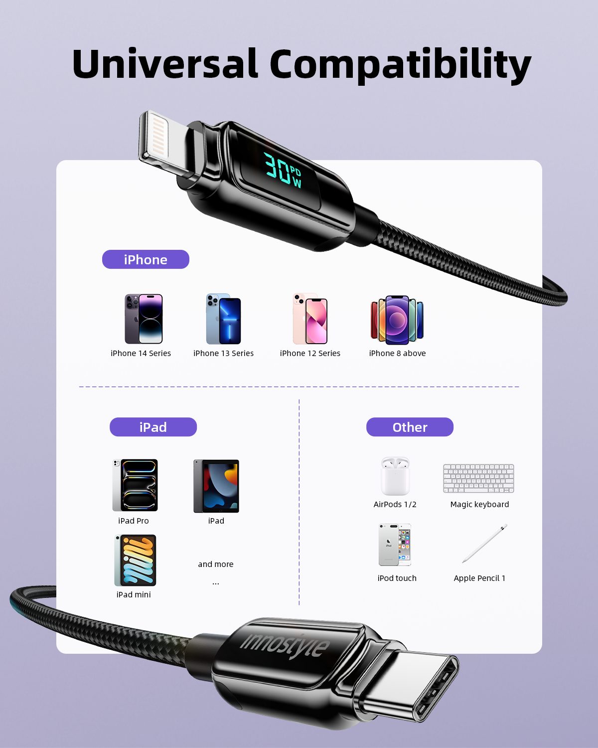 Cáp sạc Innostyle USB-C to Lightning DigiPower