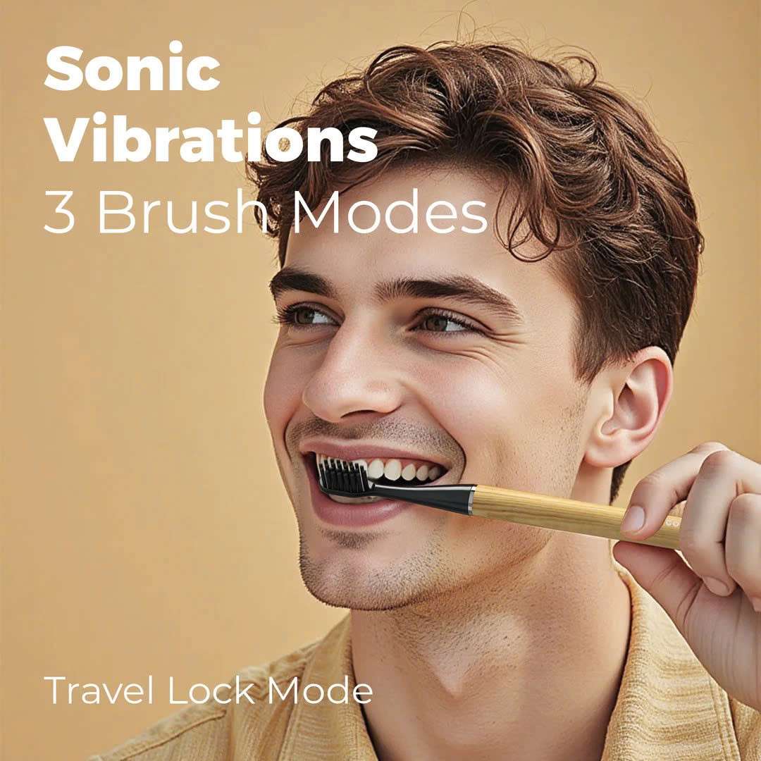 Bàn chải điện Mipow Brushgo Slimpro i4 Special Edition with Ceramic Holder CI-900S - Woodgrain