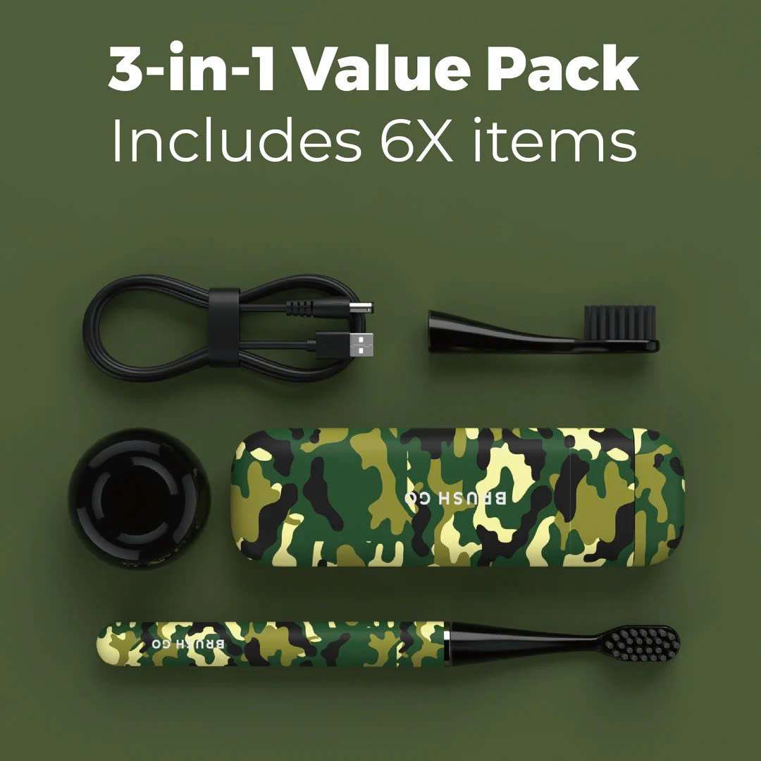 Bàn chải điện Mipow Brushgo Slimpro i4 Special Edition with Ceramic Holder CI-900S - ArmyCamo