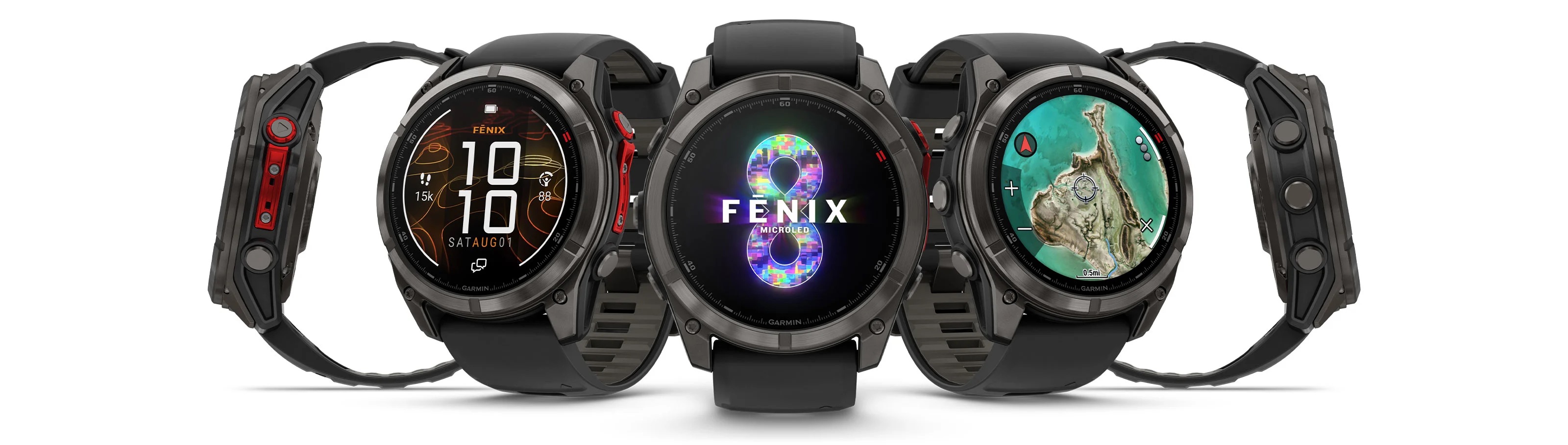 Garmin Fenix 8 MicroLED (51MM) - Sapphire, Carbon Gray DLC Titanium with Black/Pebble Gray Silicone Band