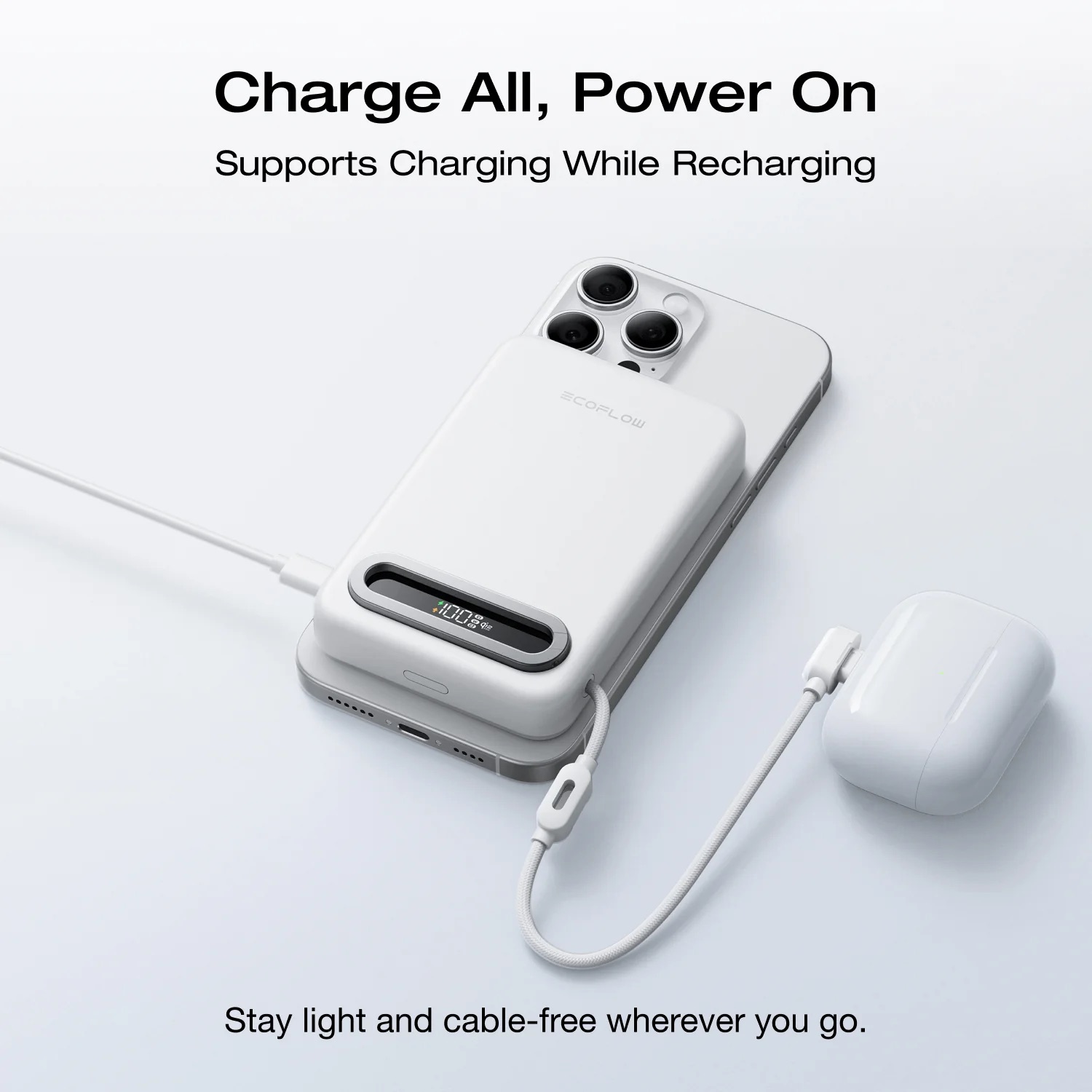 Pin dự phòng EcoFlow RAPID Mag Qi2.2 Magnetic Power Bank (10,000mAh, 25W, Built-in USB-C Cable)