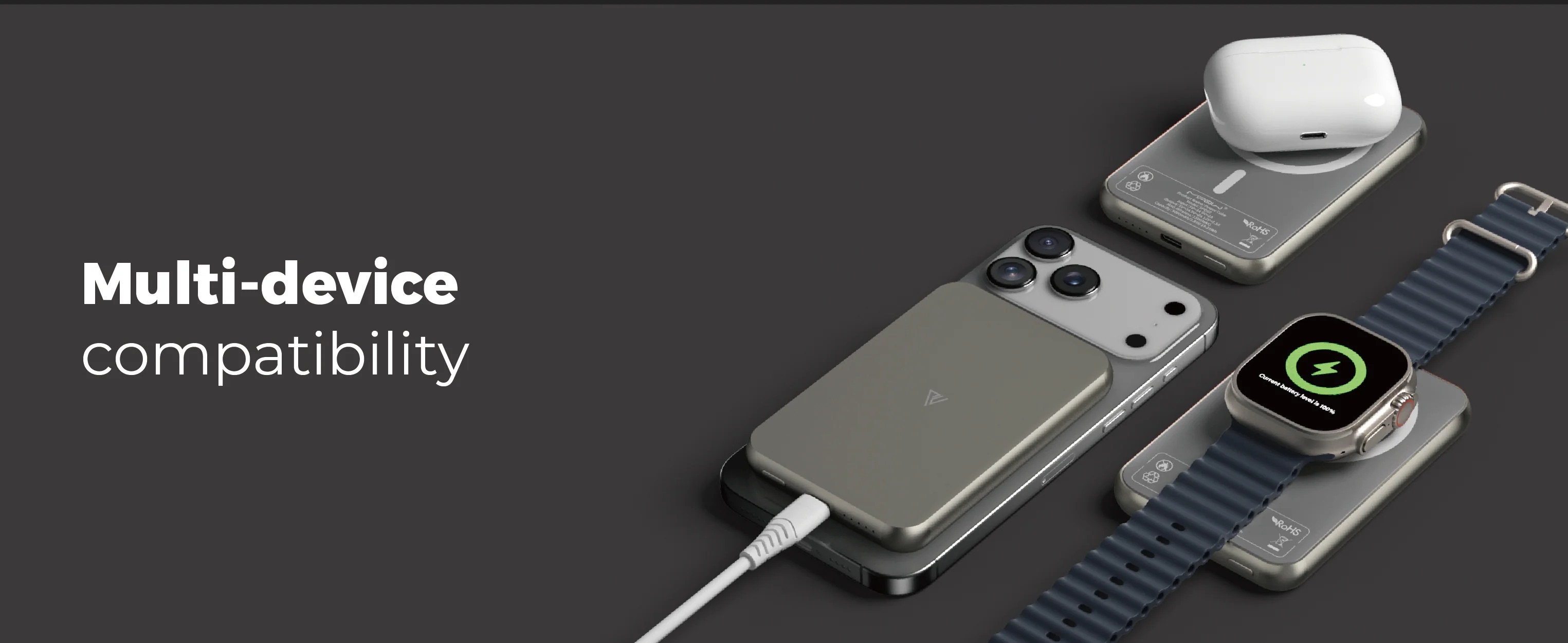 Pin sạc dự ph&ograve;ng Mipow 3 in 1 Ultra-Slim Magsafe MX5 (5.000mAh)