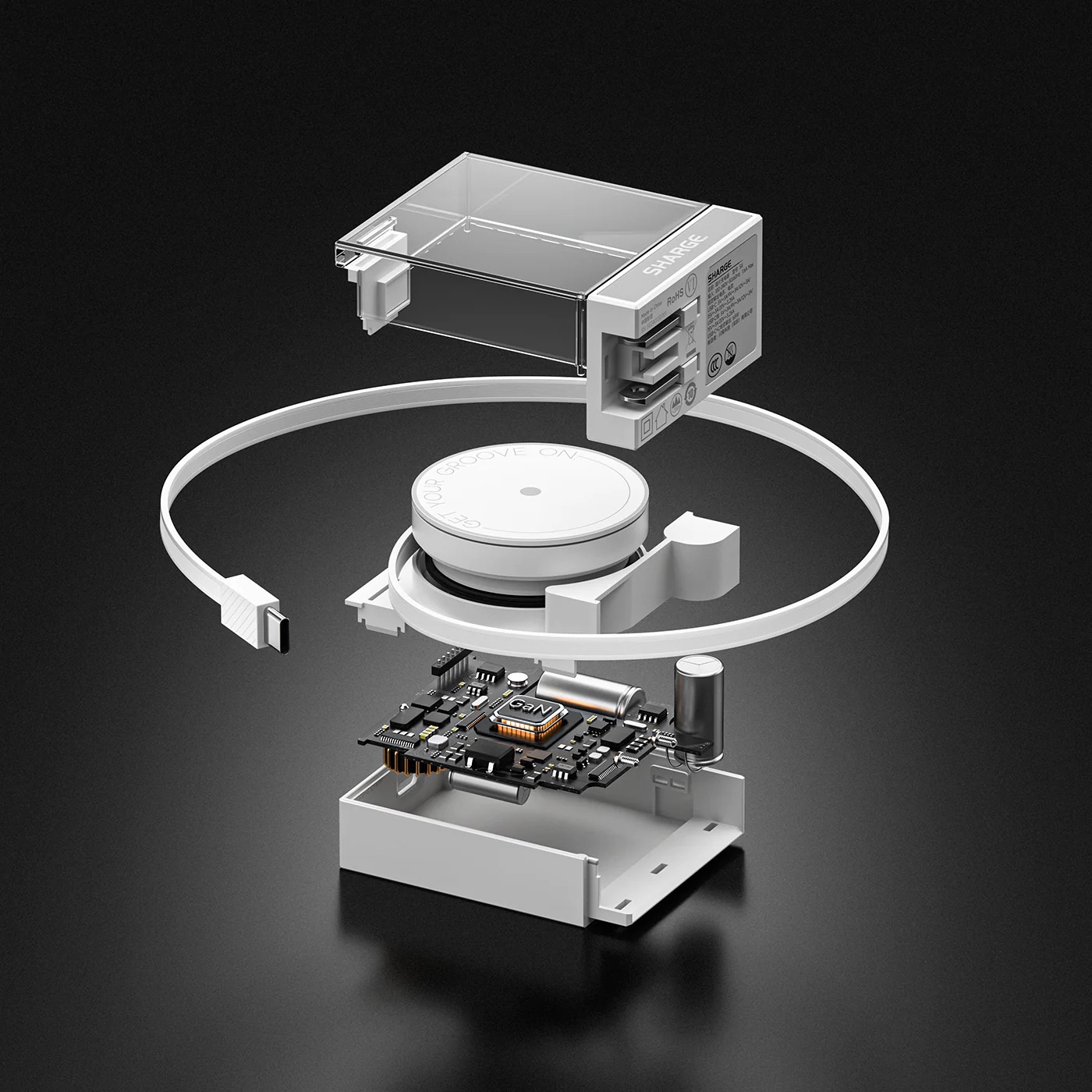 Sạc nhanh Sharge Retractable 65W GaN