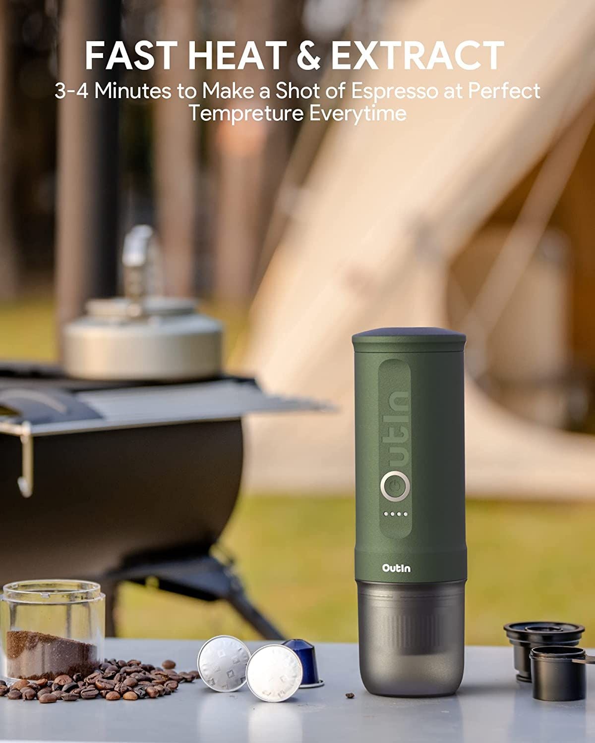 Máy pha cà phê OutIn Nano Portable Espresso Machine (Forest Green)