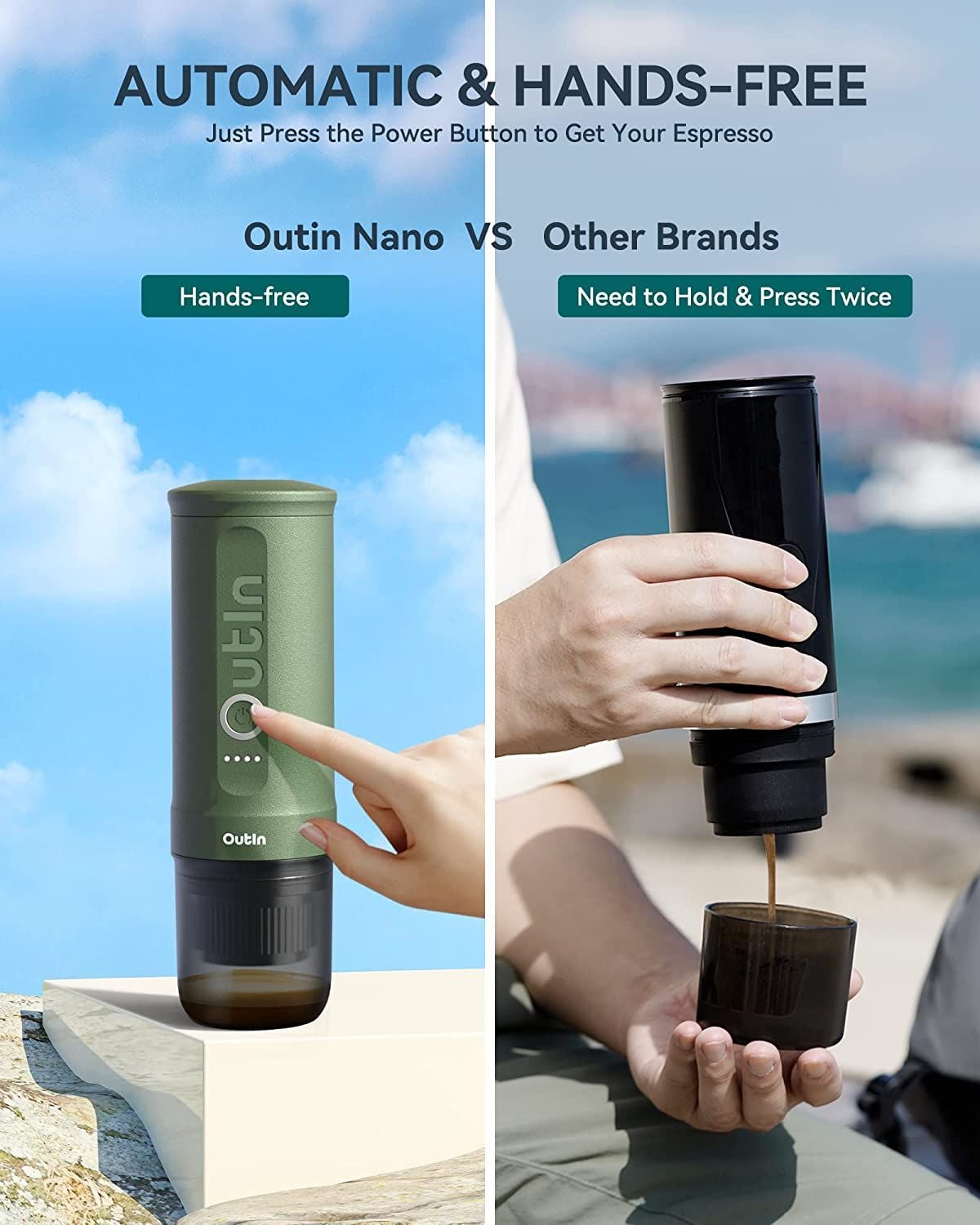 Máy pha cà phê OutIn Nano Portable Espresso Machine (Forest Green)