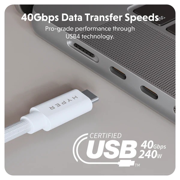Cáp USB4 HyperDrive 1.2m Braided Performance USB-C TO USB-C