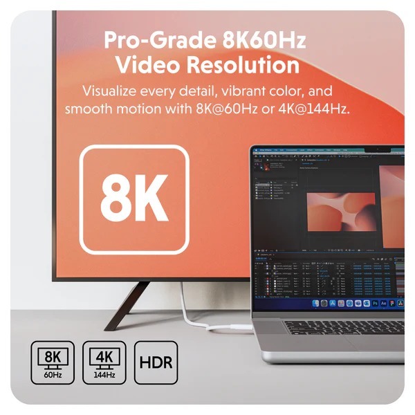 Cáp USB4 HyperDrive 1.2m Braided Performance USB-C TO USB-C