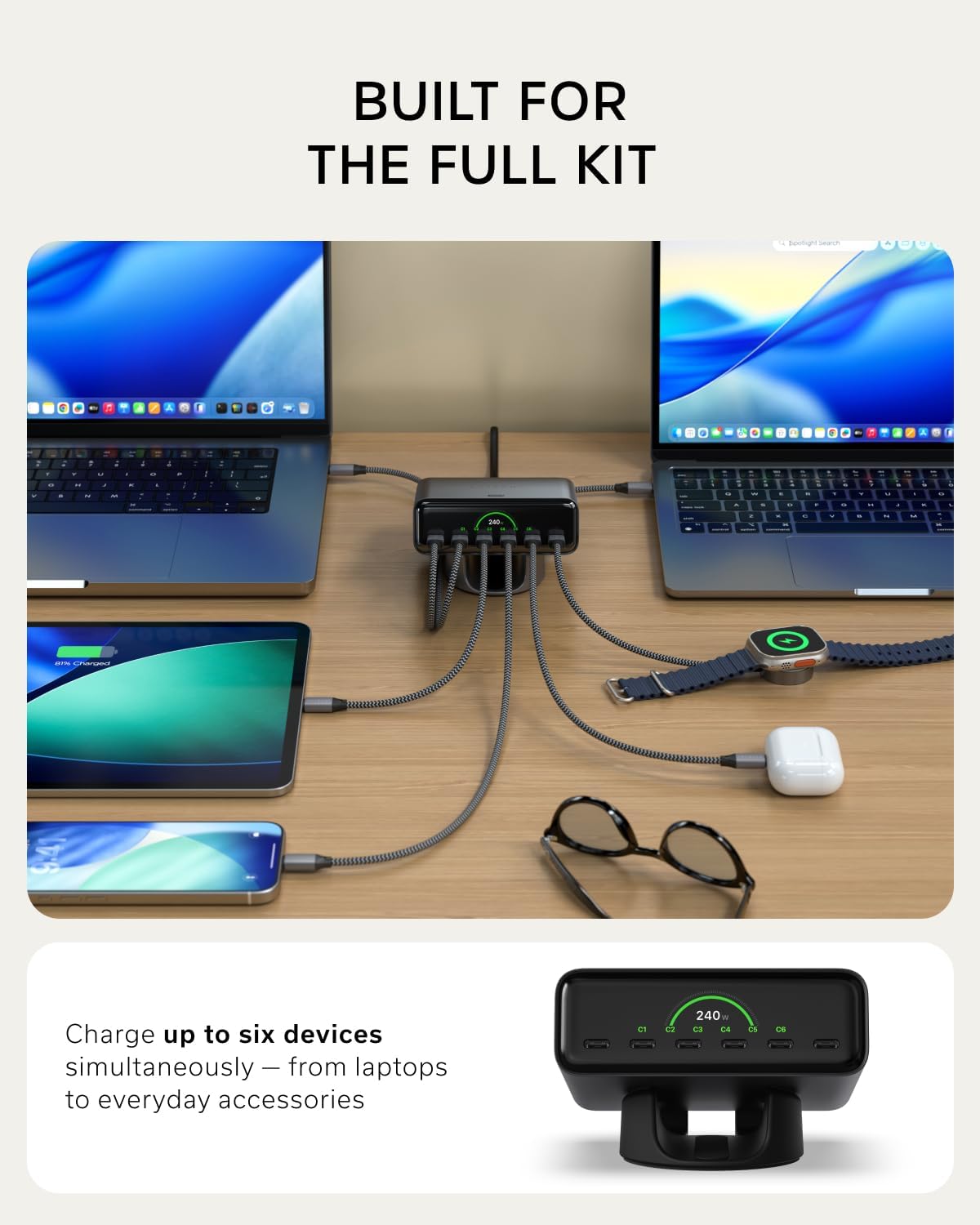 Bộ sạc để bàn Satechi ChargeView 240W Desktop Charger