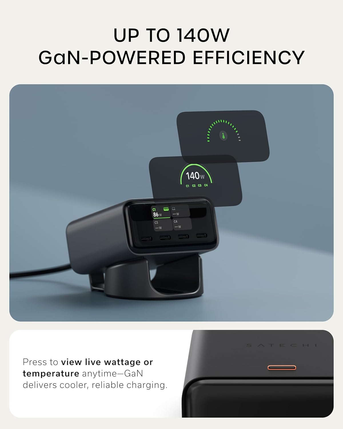 Bộ sạc để bàn Satechi ChargeView 140W Desktop Charger