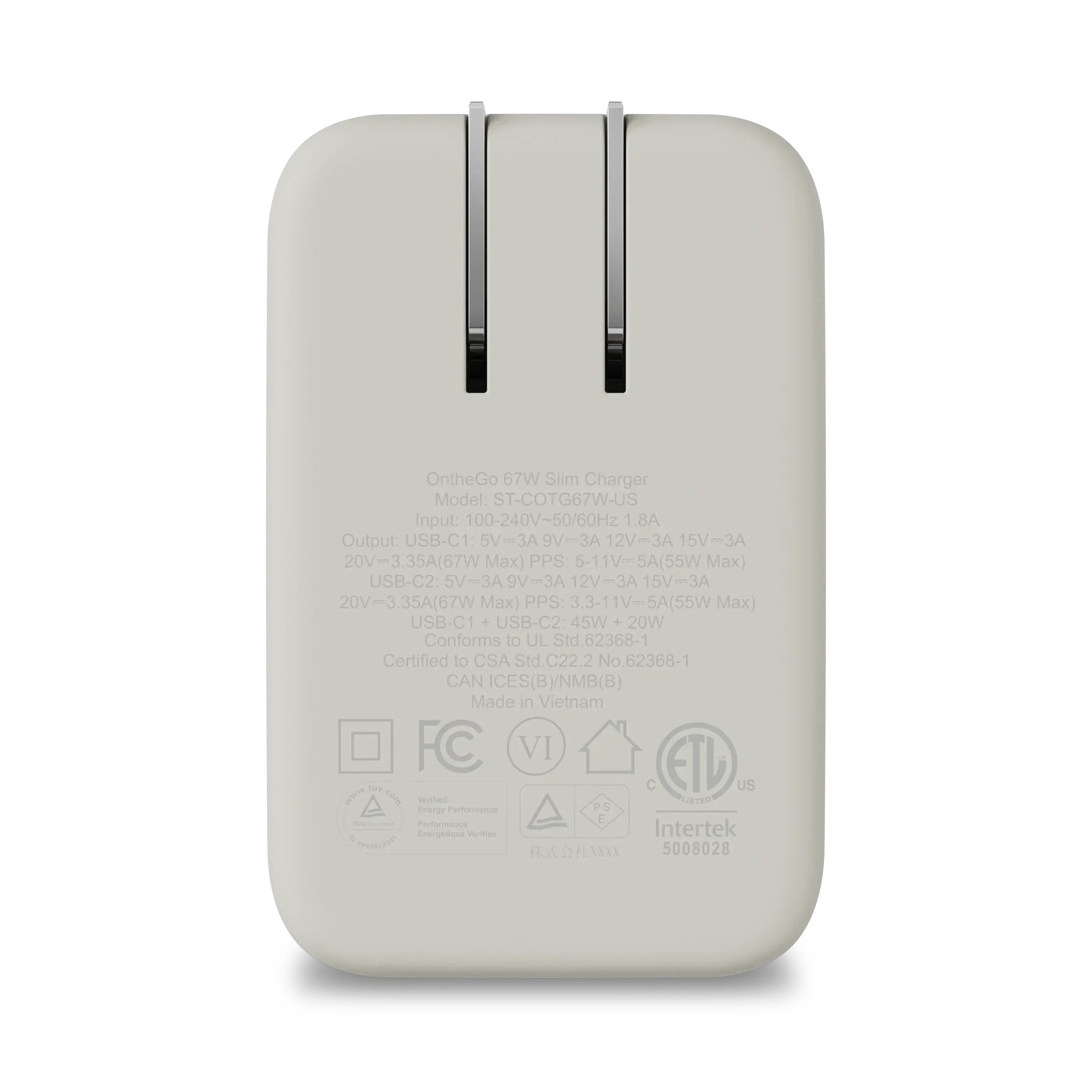 Củ Sạc Tường Satechi OntheGo 67W 2 Cổng USB-C