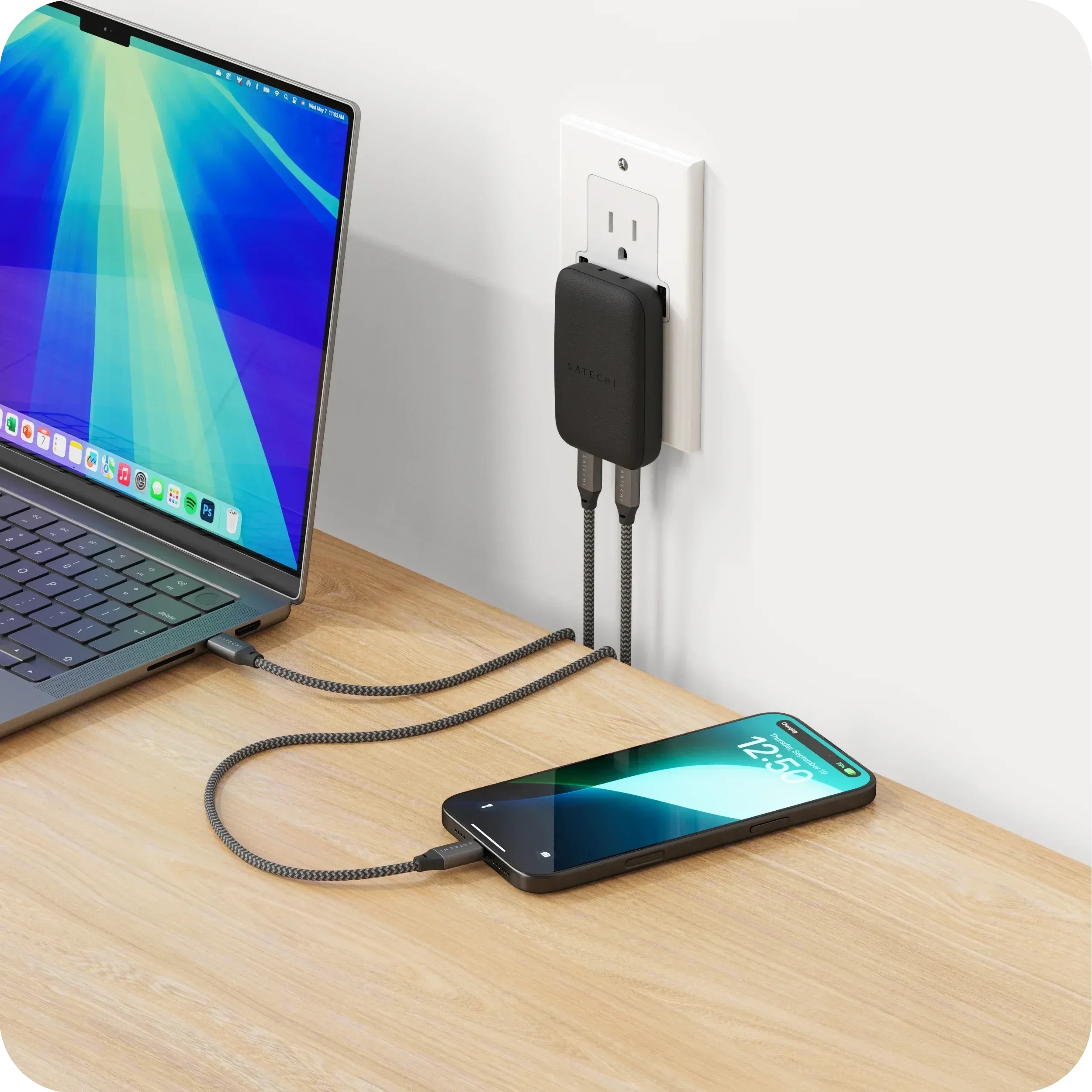 Củ Sạc Tường Satechi OntheGo 67W 2 Cổng USB-C