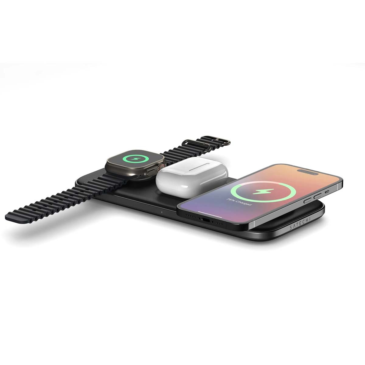 Đế sạc không dây Satechi 3 in 1 Qi2 Trio Wireless Charging Pad