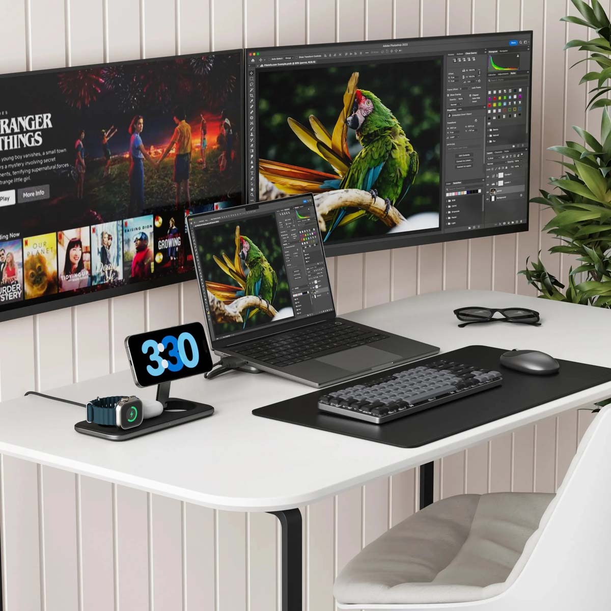 Đế sạc không dây Satechi 3 in 1 Qi2 Trio Wireless Charging Pad