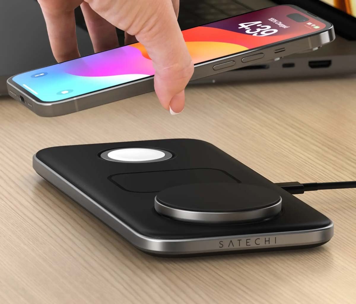 Đế sạc không dây Satechi 3 in 1 Qi2 Trio Wireless Charging Pad
