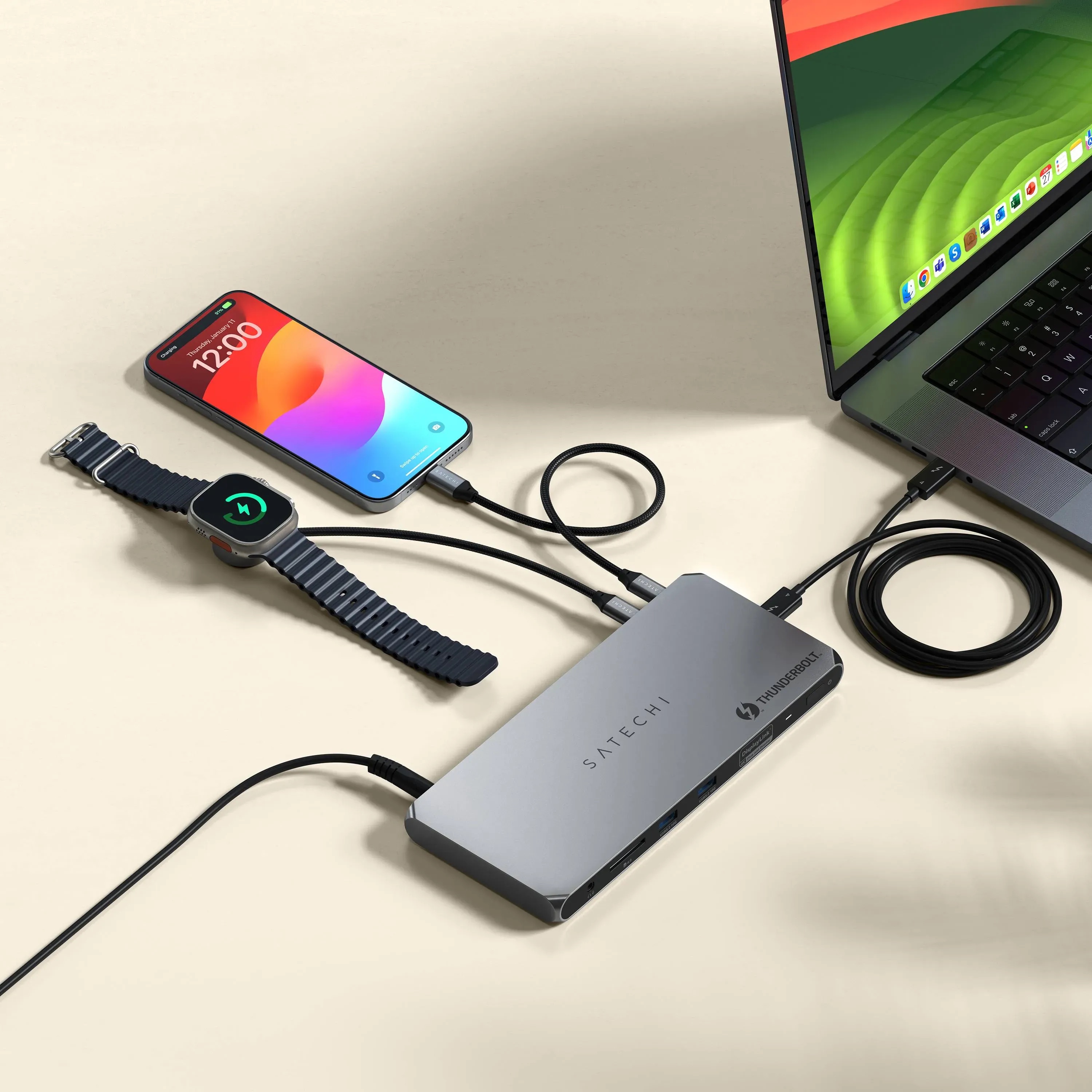 Dock kiêm hub Satechi Thunderbolt 4 With DisplayLink