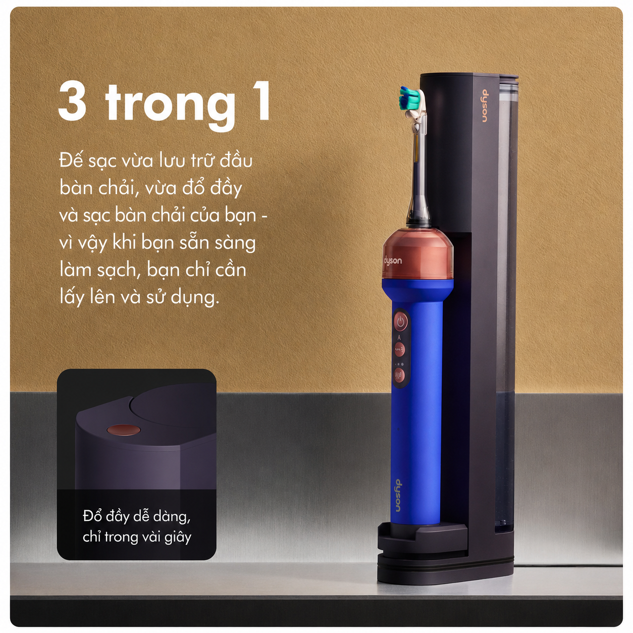 Bàn chải điện Dyson CameraJet tích hợp máy tăm nước