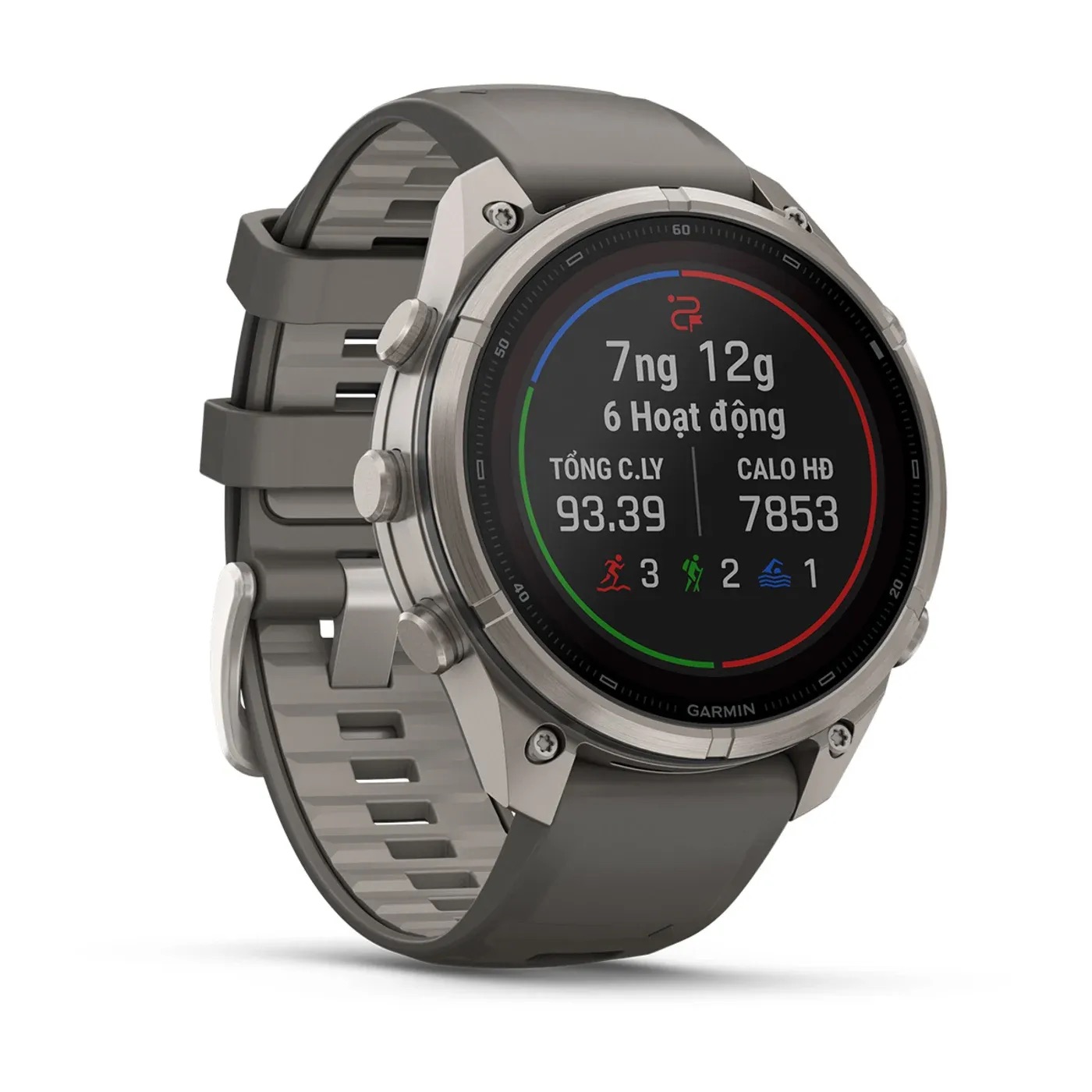 Garmin Fenix 9 Pro - Solar, Titanium, 47mm (Pebble Gray/Silver Gray Silicone Band)