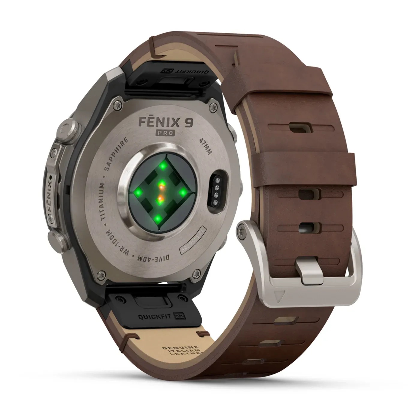 Garmin Fenix 9 Pro – Titanium, 47mm (Pebble Gray/Walnut Leather Band)
