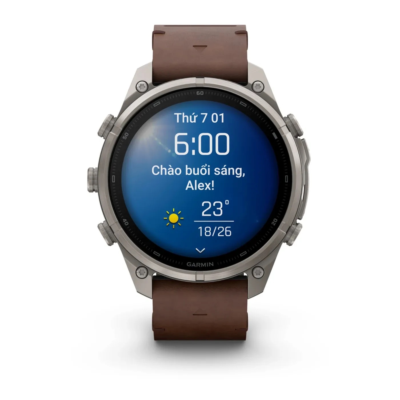 Garmin Fenix 9 Pro – Titanium, 47mm (Pebble Gray/Walnut Leather Band)