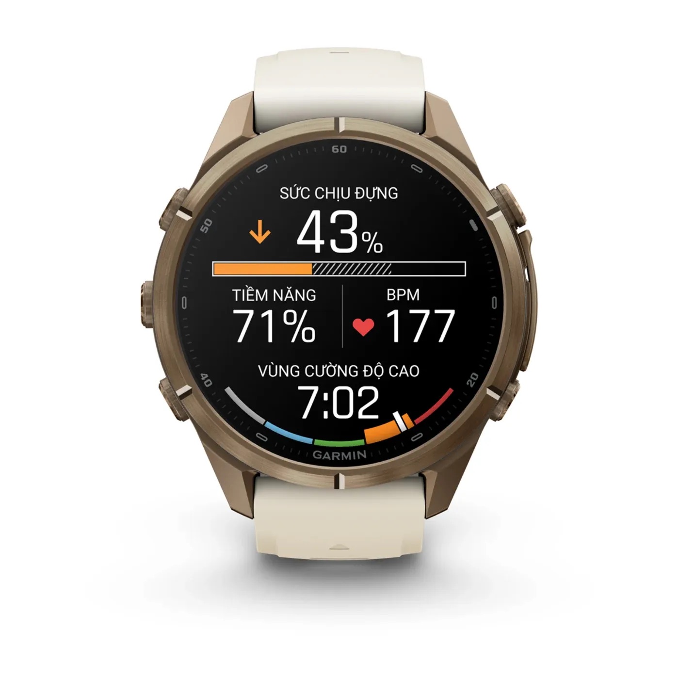 Garmin Fenix 9 Pro – Titanium, 43mm (Cream/Fog Gray Band)