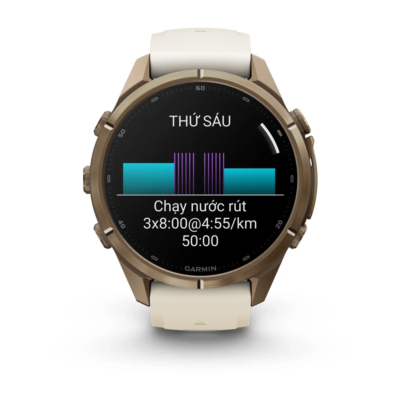 Garmin Fenix 9 Pro – Titanium, 43mm (Cream/Fog Gray Band)