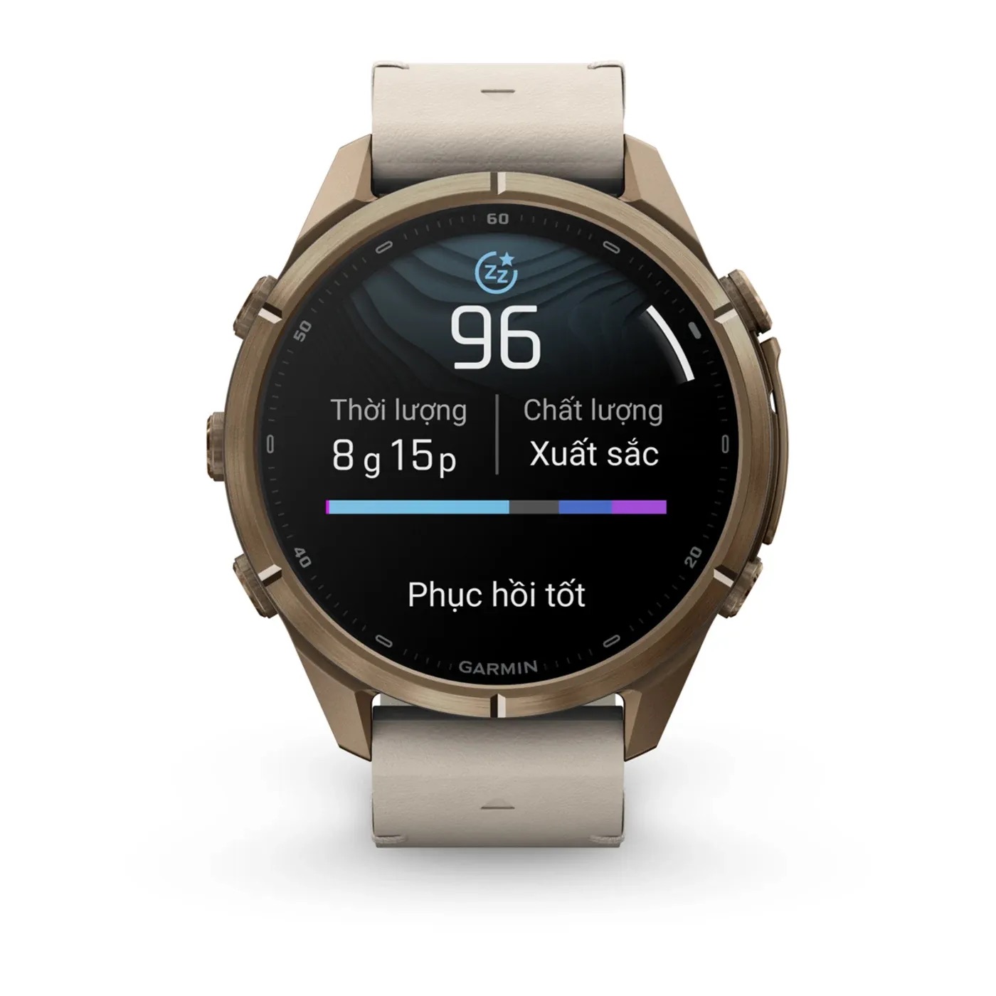 Garmin fēnix 9 Pro – Titanium, 43mm (Autumn Gold/Bone Leather Band)
