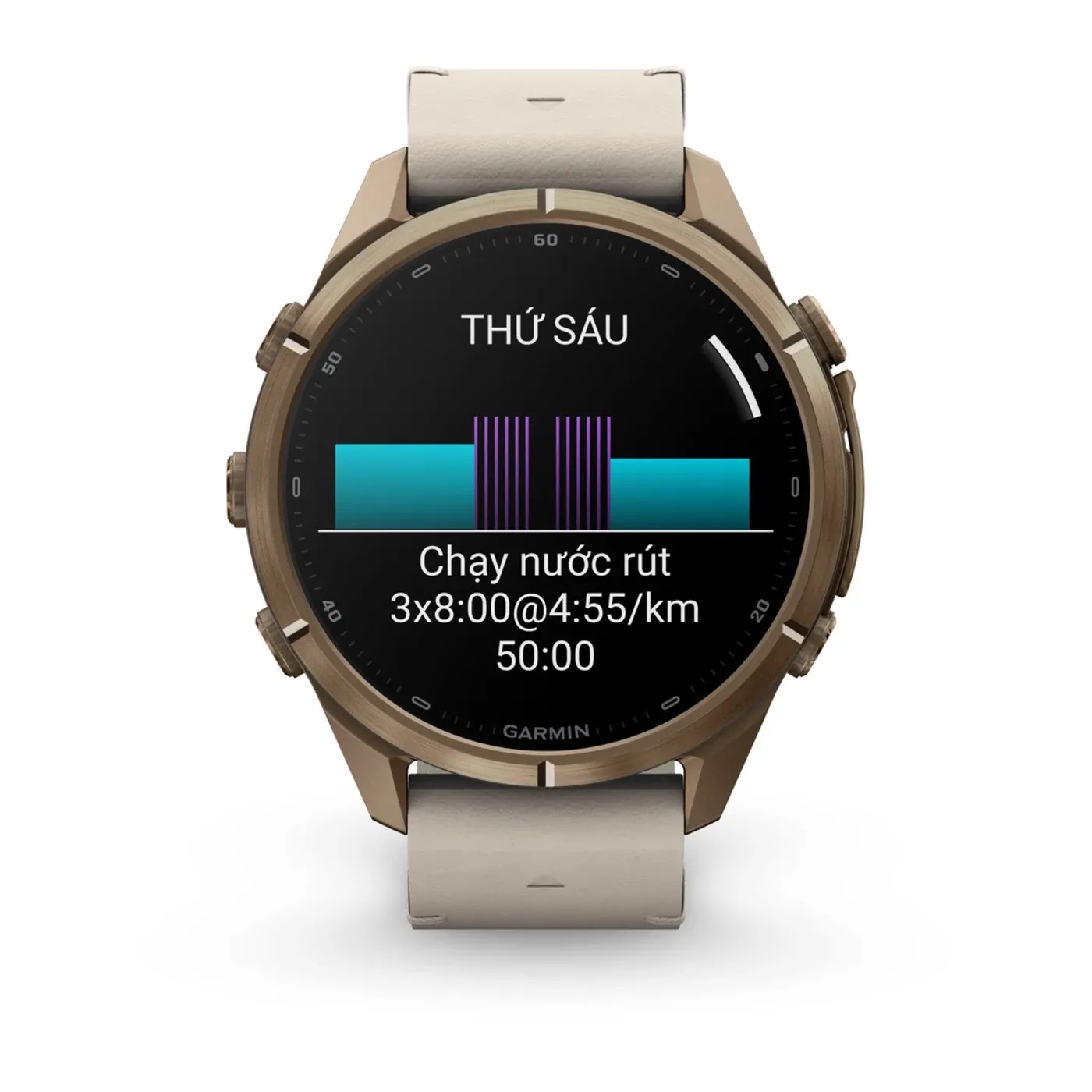 Garmin fēnix 9 Pro – Titanium, 43mm (Autumn Gold/Bone Leather Band)