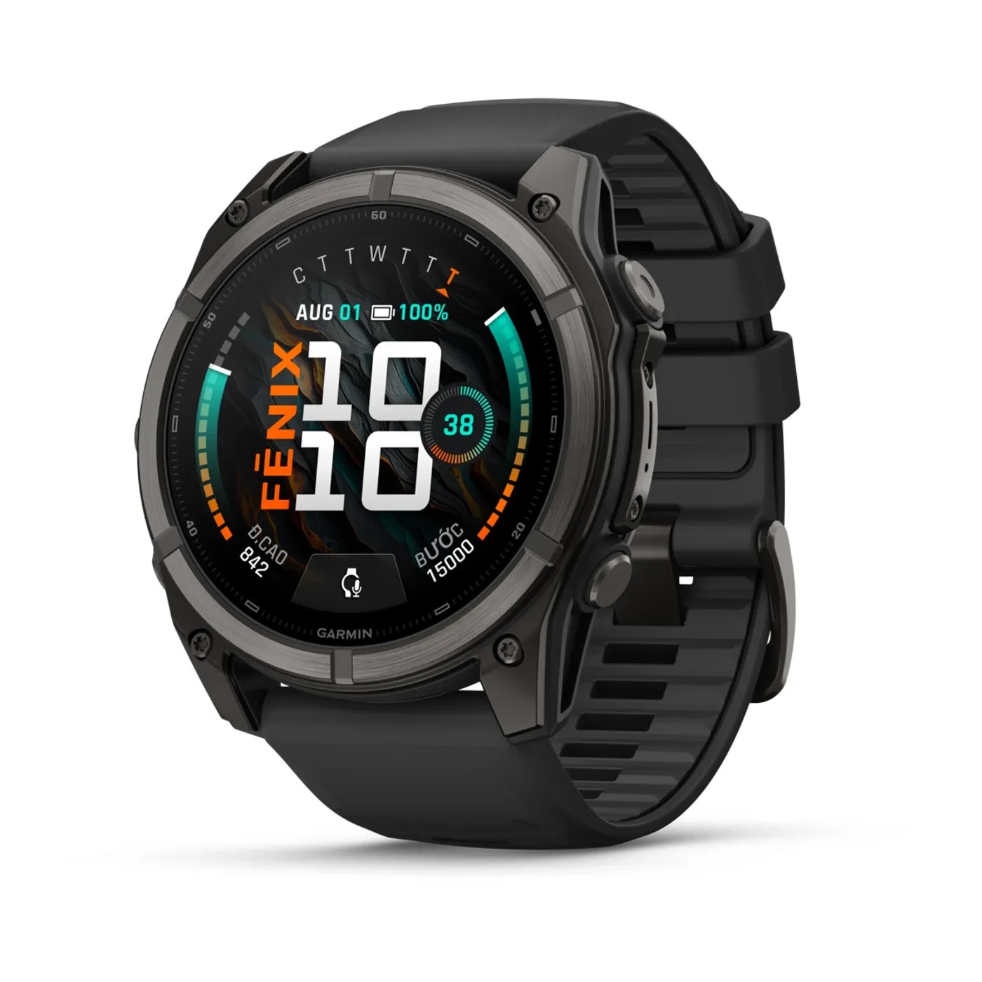 Garmin Fenix 9 – 51mm, DLC Titanium (Black Silicone Band)