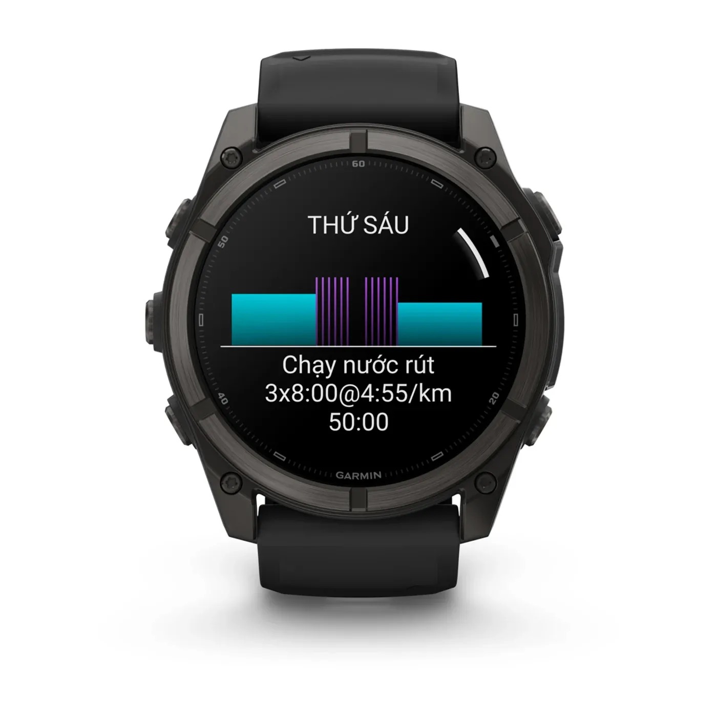 Garmin Fenix 9 – 51mm, DLC Titanium (Black Silicone Band)